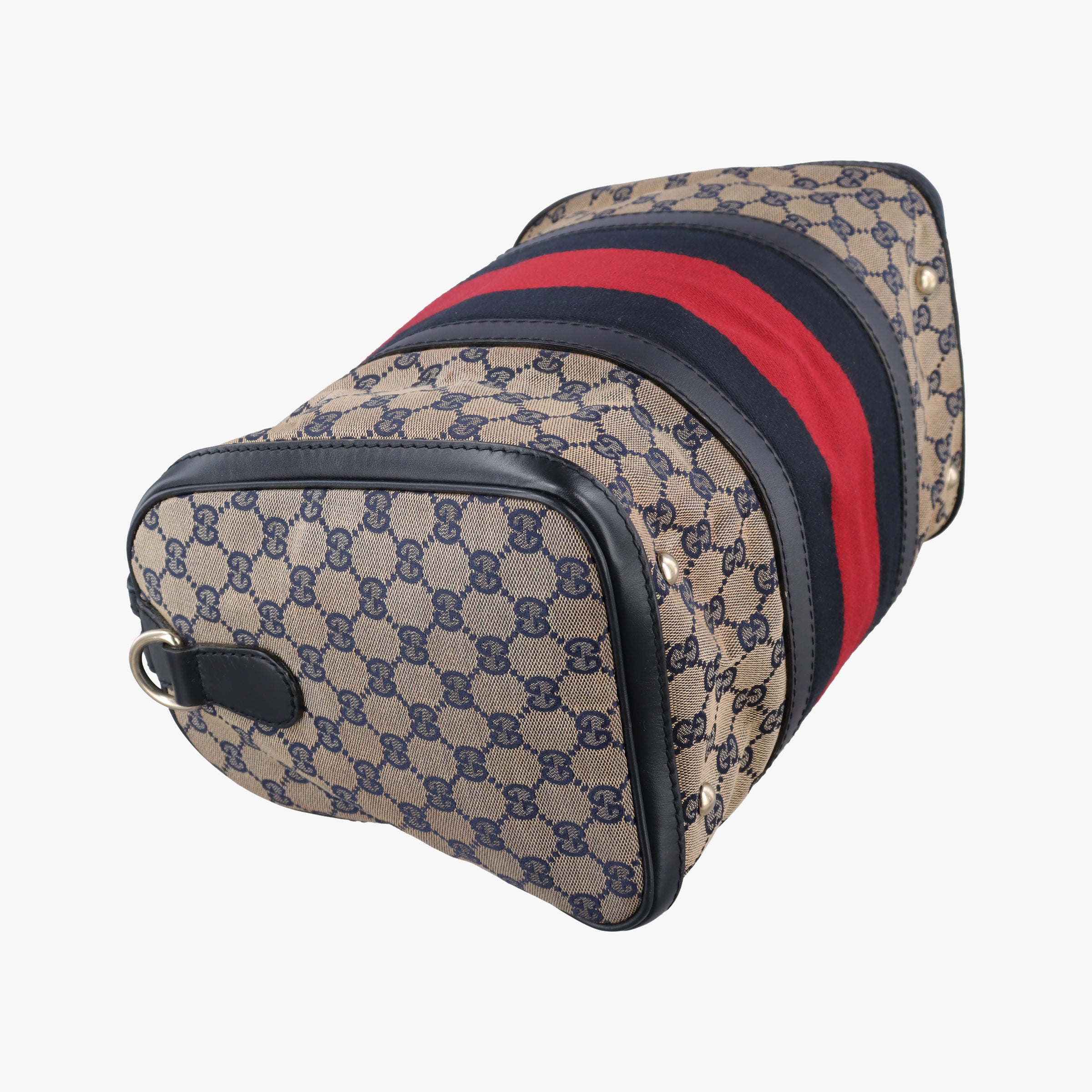 Vintage Gucci Sherry Line navy×red×beige canvas×leather 247205 shoulderbag | stylenewstar