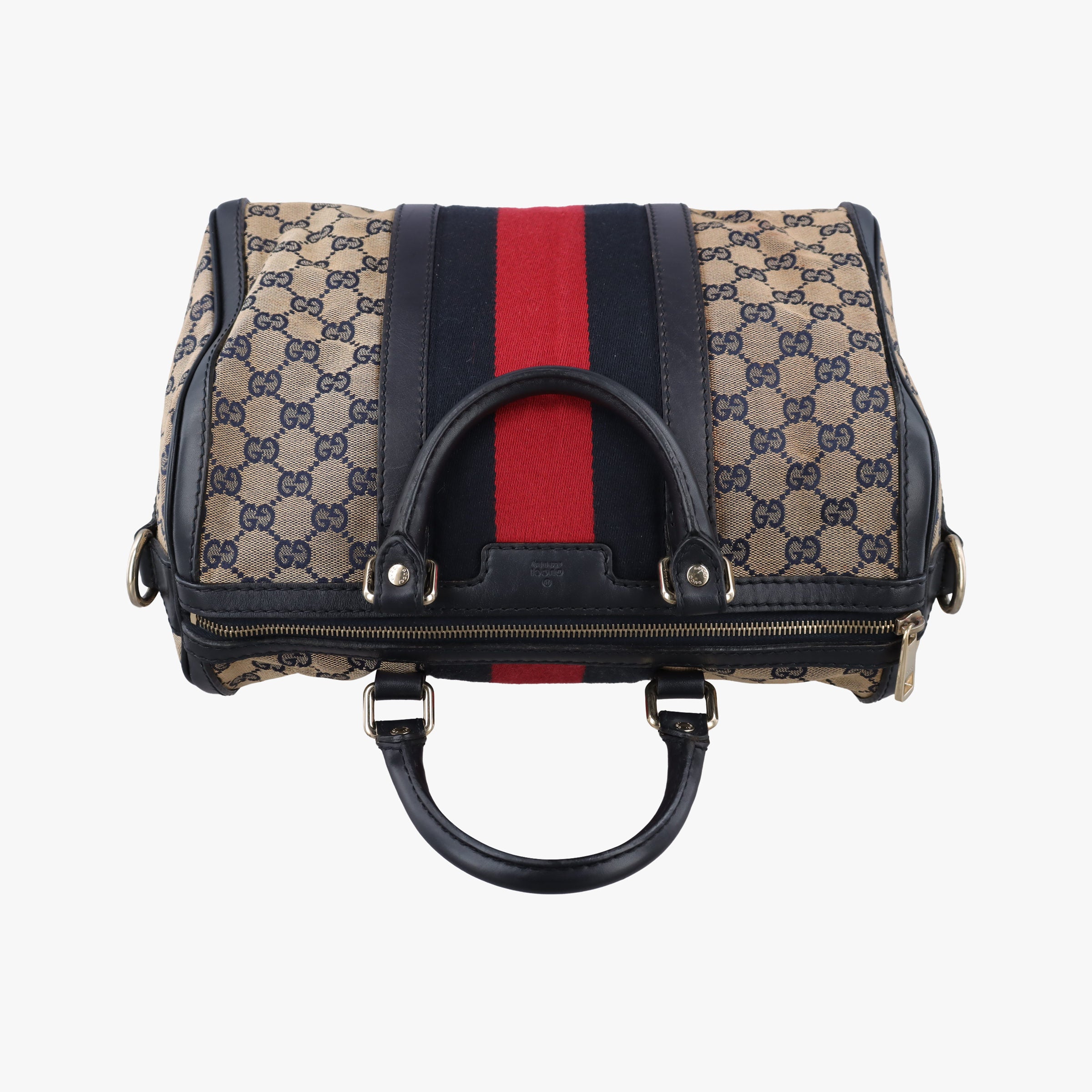 Vintage Gucci Sherry Line navy×red×beige canvas×leather 247205 shoulderbag | stylenewstar