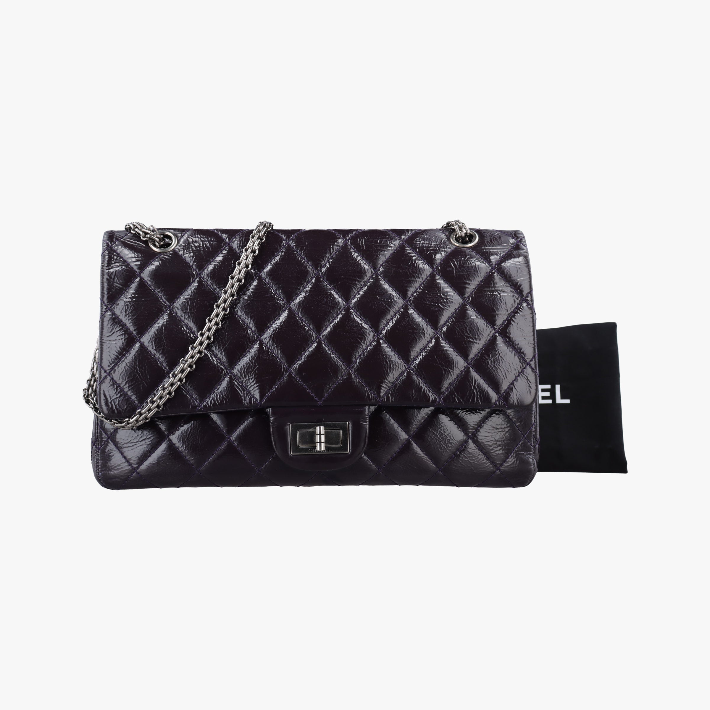 Pre-owned Chanel 2.55 double flap Matelasse Purple Patent A37590 shoulderbag | stylenewstar