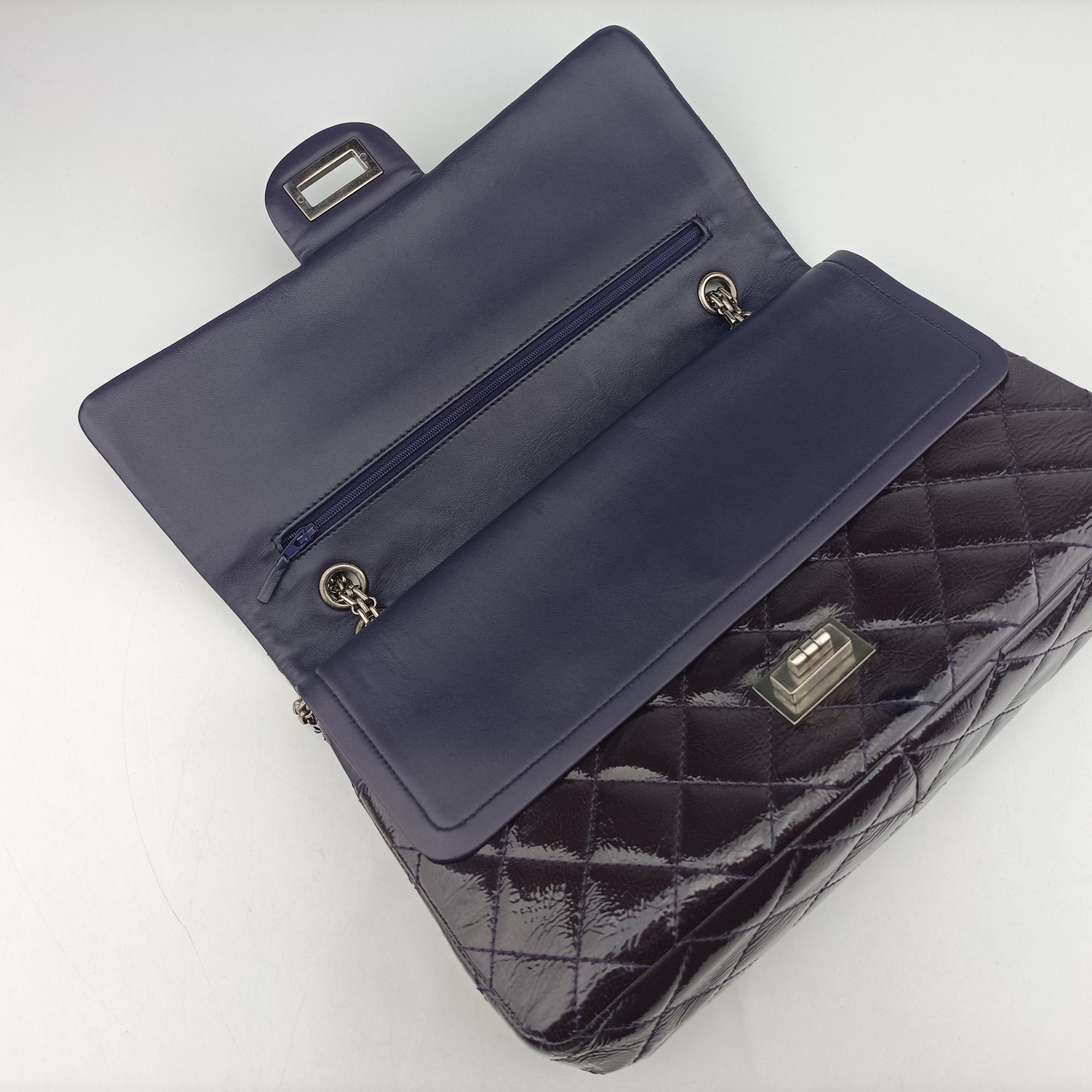 Pre-owned Chanel 2.55 double flap Matelasse Purple Patent A37590 shoulderbag | stylenewstar