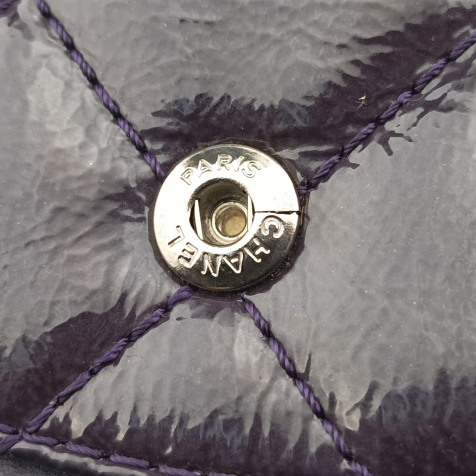 Pre-owned Chanel 2.55 double flap Matelasse Purple Patent A37590 shoulderbag | stylenewstar