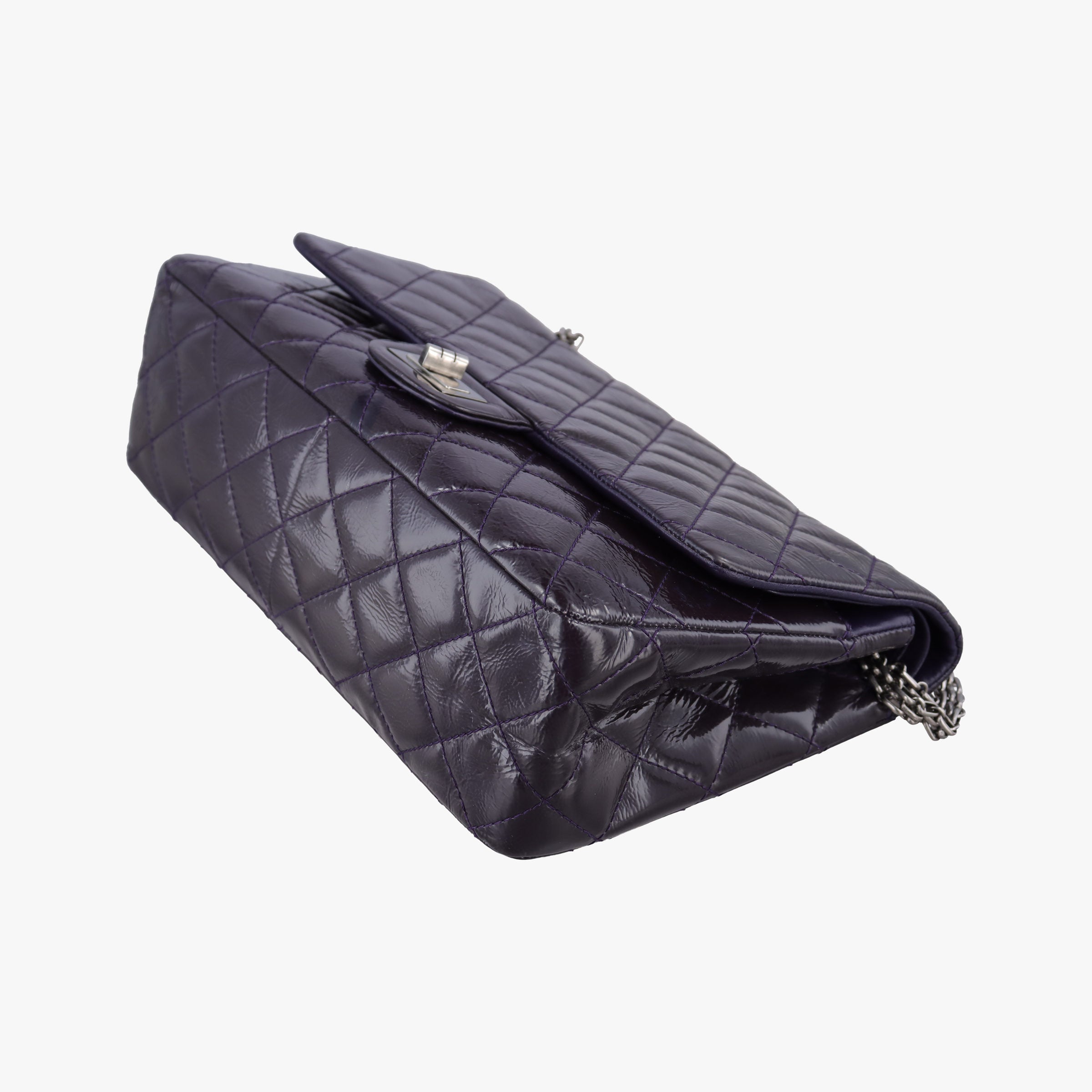 Pre-owned Chanel 2.55 double flap Matelasse Purple Patent A37590 shoulderbag | stylenewstar