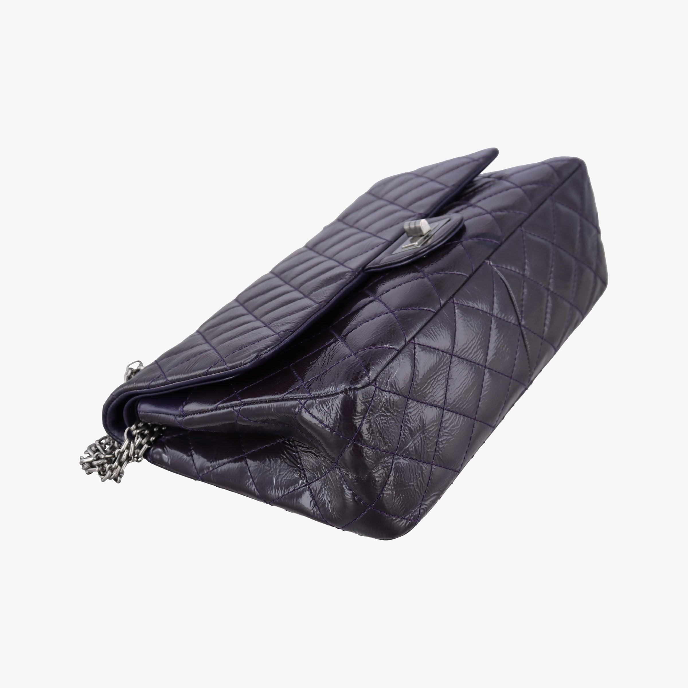 Pre-owned Chanel 2.55 double flap Matelasse Purple Patent A37590 shoulderbag | stylenewstar