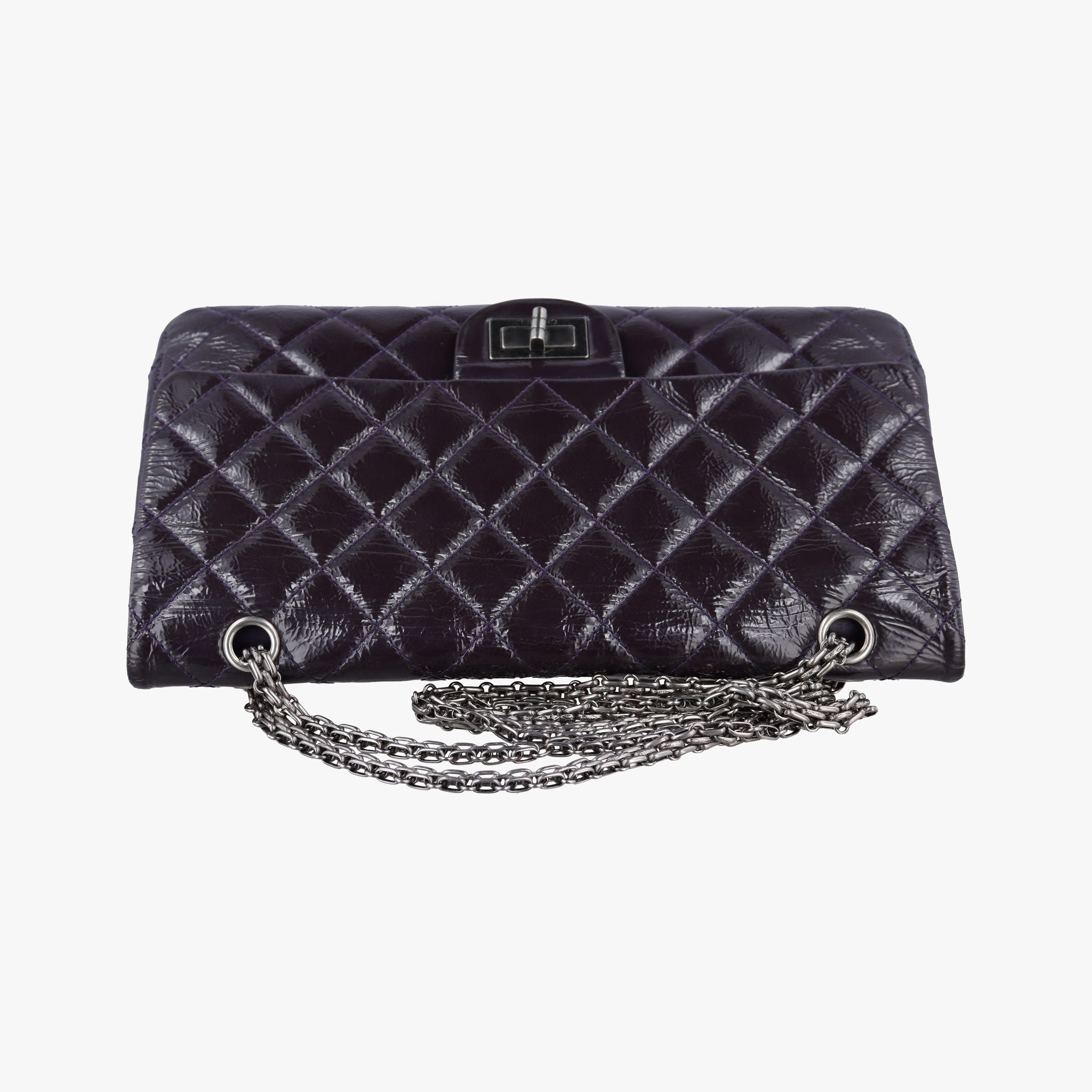Pre-owned Chanel 2.55 double flap Matelasse Purple Patent A37590 shoulderbag | stylenewstar
