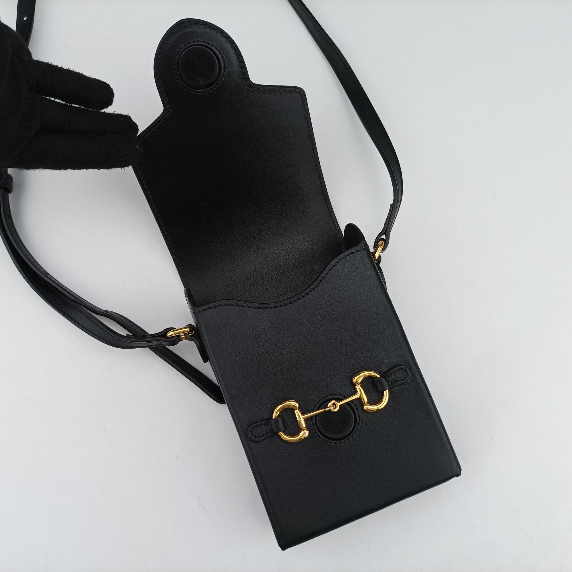 Secondhand Gucci HORSEBIT 1955 Black Leather 625615 shoulderbag | stylenewstar
