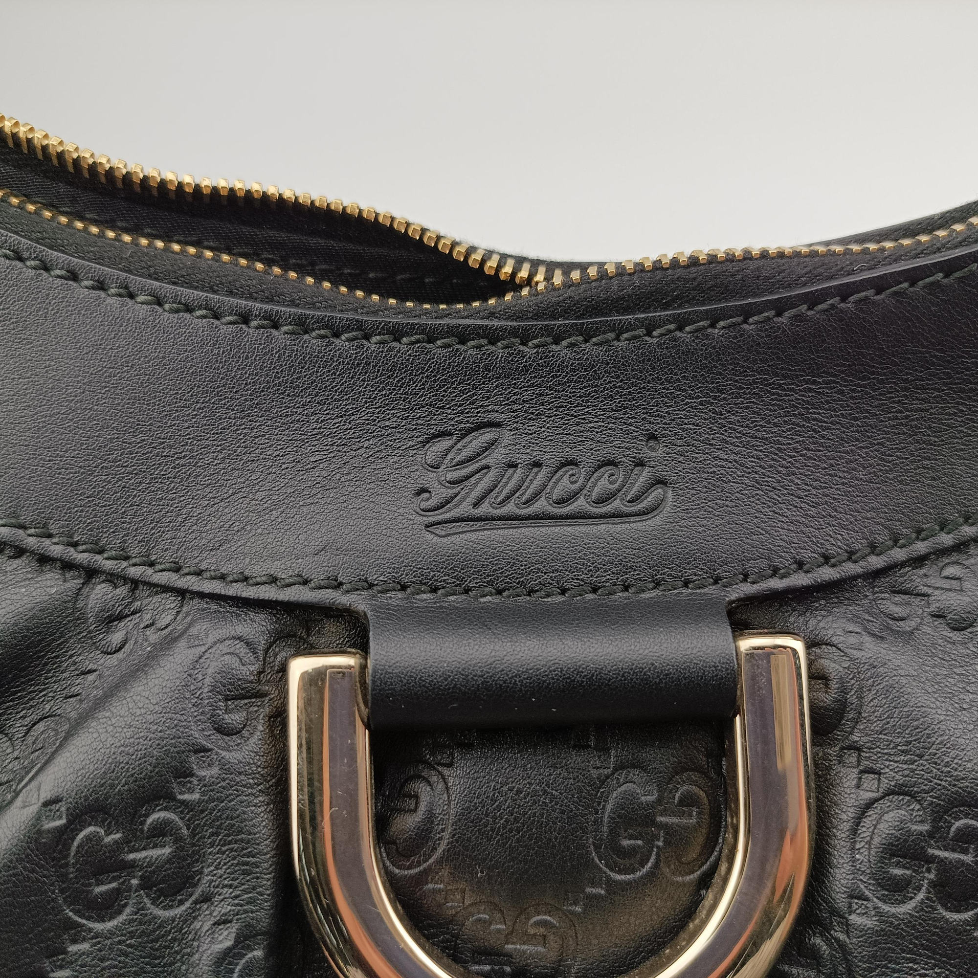 Pre-owned Gucci Abbey D-ring Hobo Black Leather 190525 shoulderbag | stylenewstar