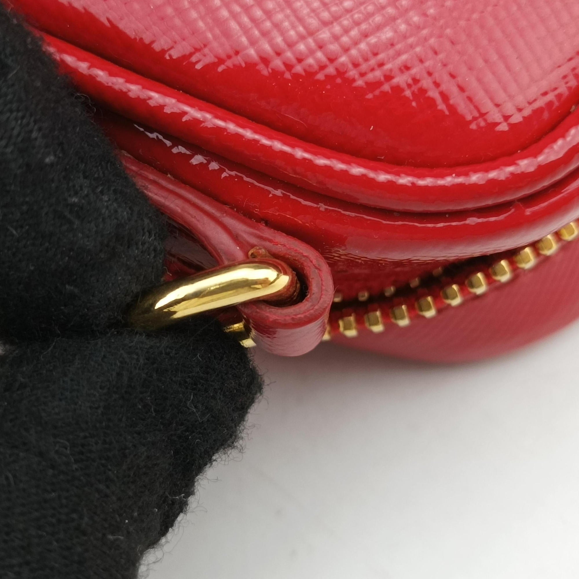 Pre-owned Prada VITELLO PHENIX Messenger Camera Red patent 1N1674 shoulderbag | stylenewstar