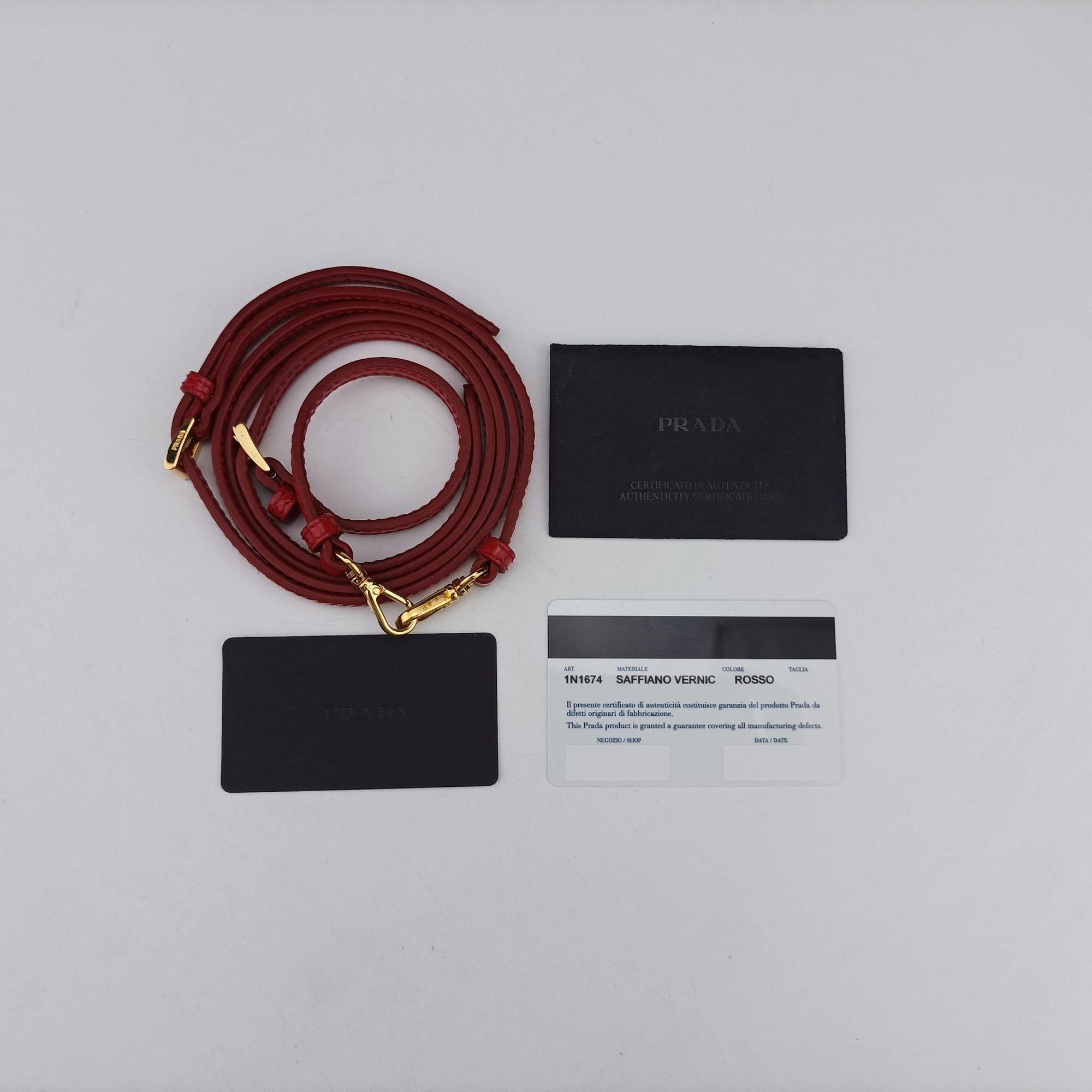 Pre-owned Prada VITELLO PHENIX Messenger Camera Red patent 1N1674 shoulderbag | stylenewstar