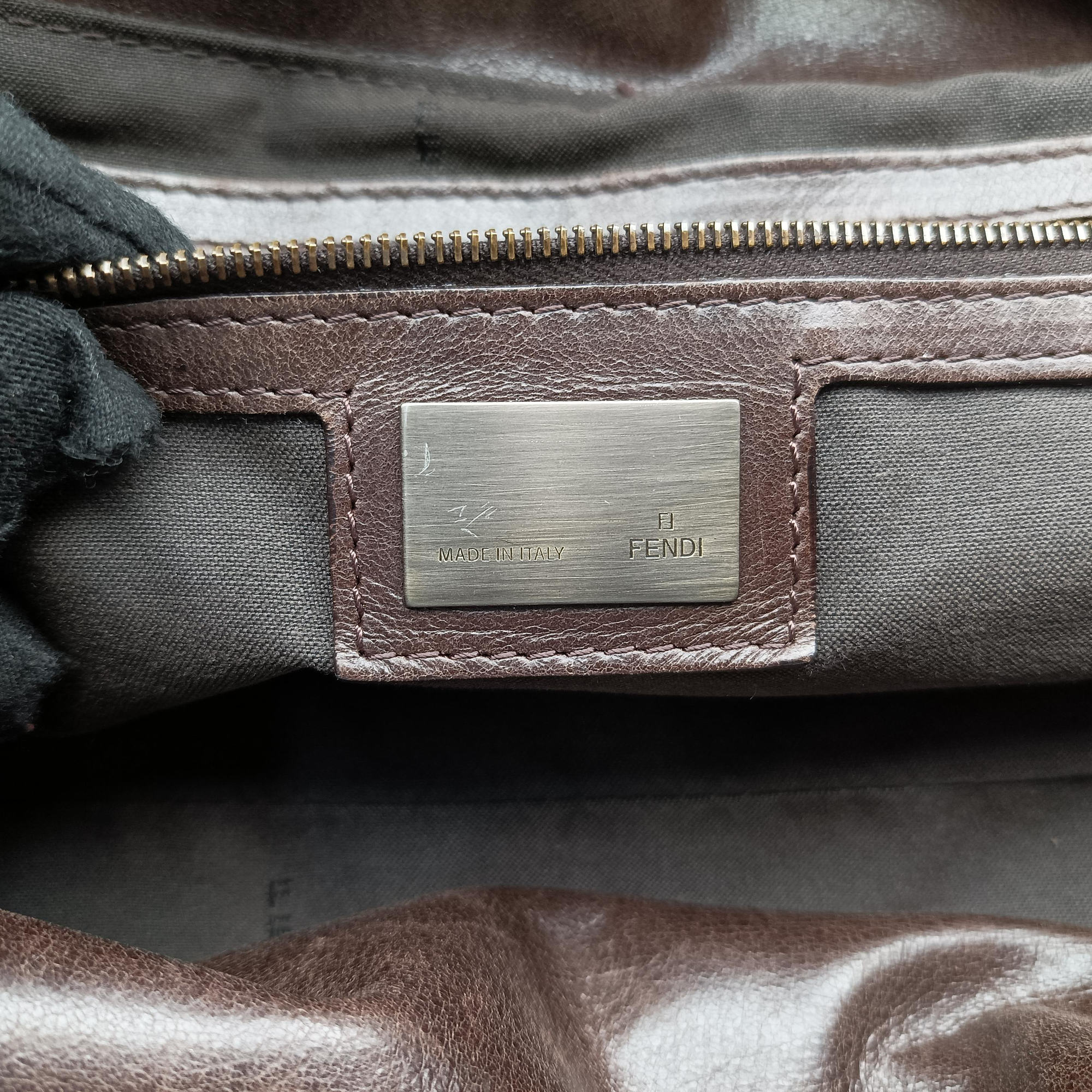Pre-owned Fendi Zucca Print Chef Brown Suede 8BH186 shoulderbag | stylenewstar