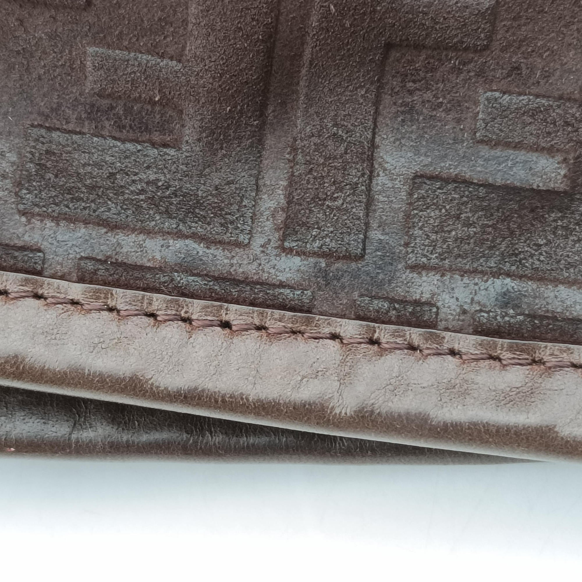 Pre-owned Fendi Zucca Print Chef Brown Suede 8BH186 shoulderbag | stylenewstar