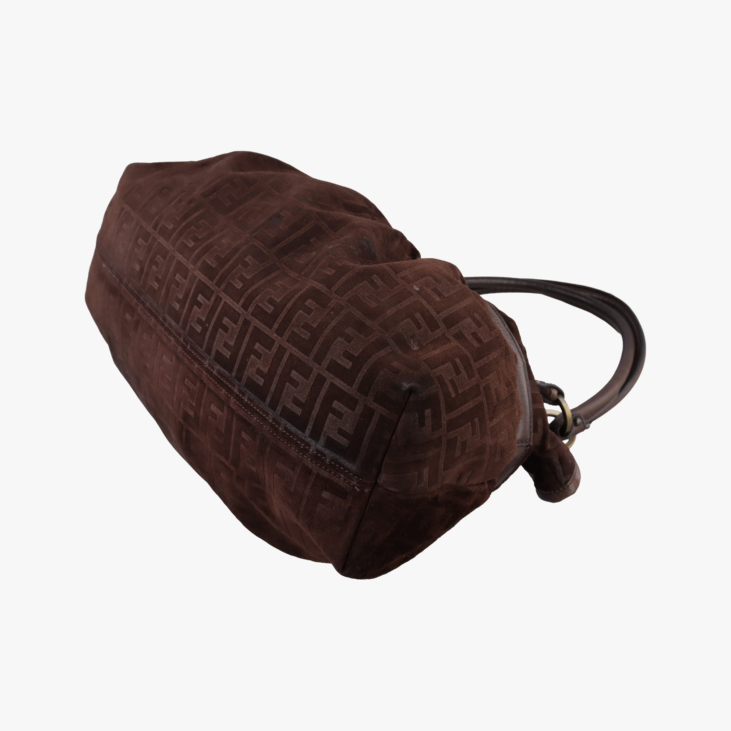 Pre-owned Fendi Zucca Print Chef Brown Suede 8BH186 shoulderbag | stylenewstar