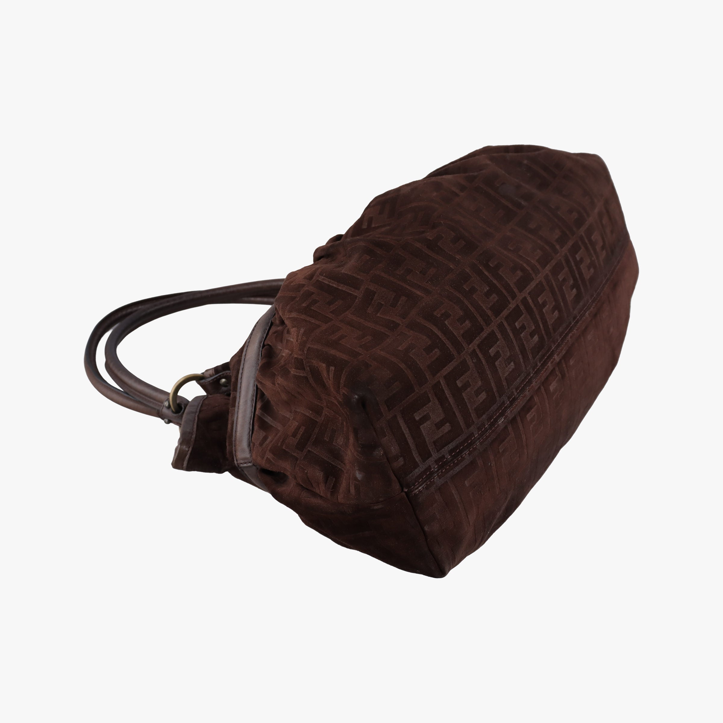 Pre-owned Fendi Zucca Print Chef Brown Suede 8BH186 shoulderbag | stylenewstar