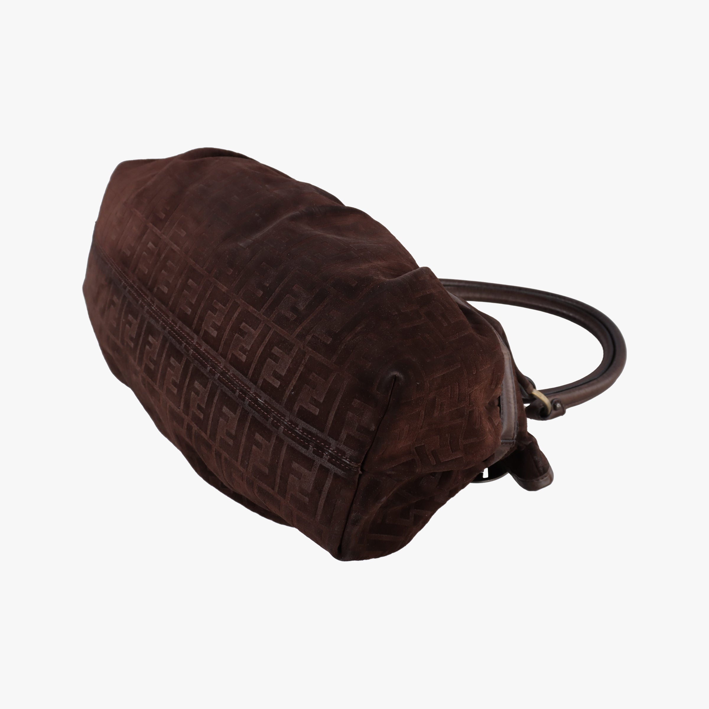 Pre-owned Fendi Zucca Print Chef Brown Suede 8BH186 shoulderbag | stylenewstar