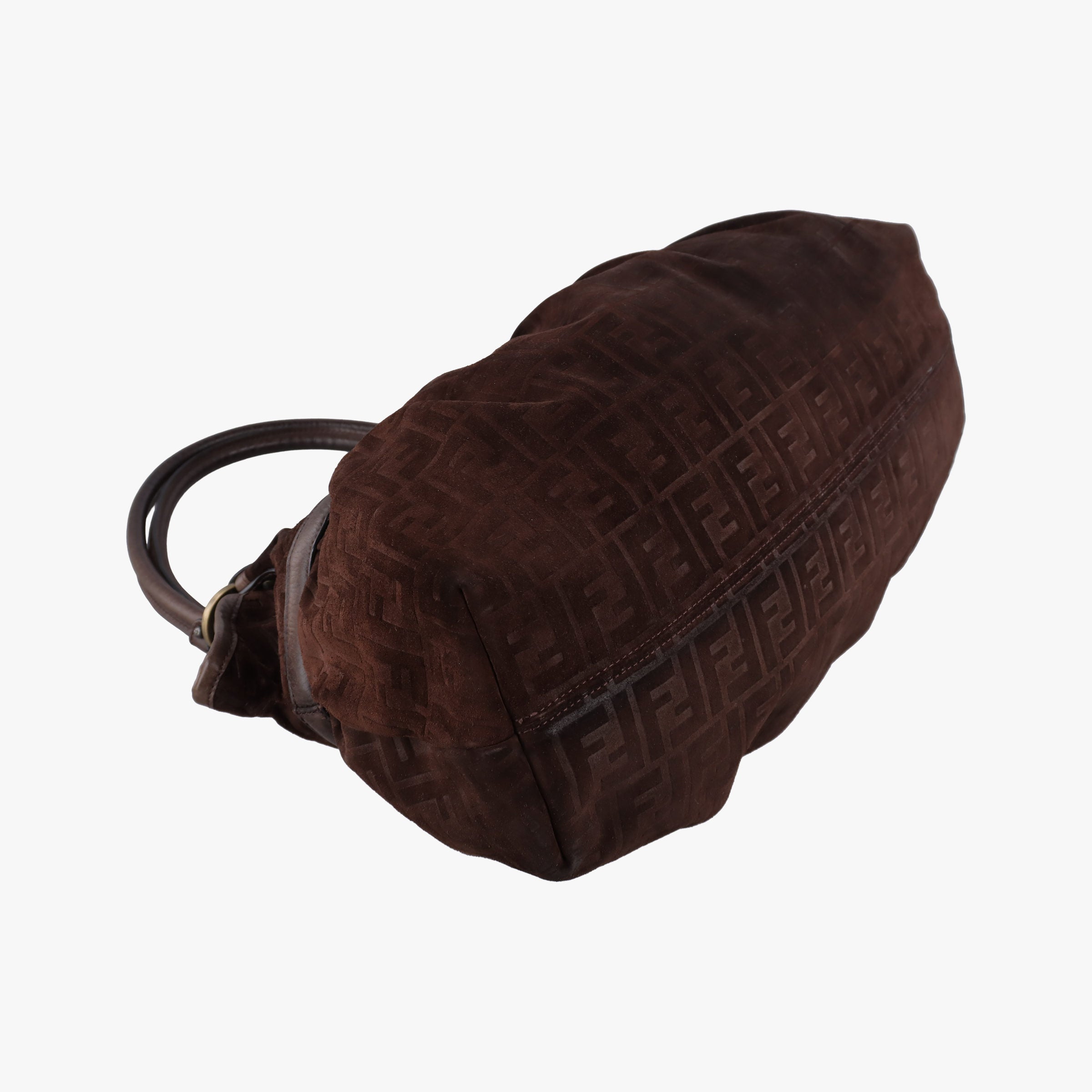 Pre-owned Fendi Zucca Print Chef Brown Suede 8BH186 shoulderbag | stylenewstar
