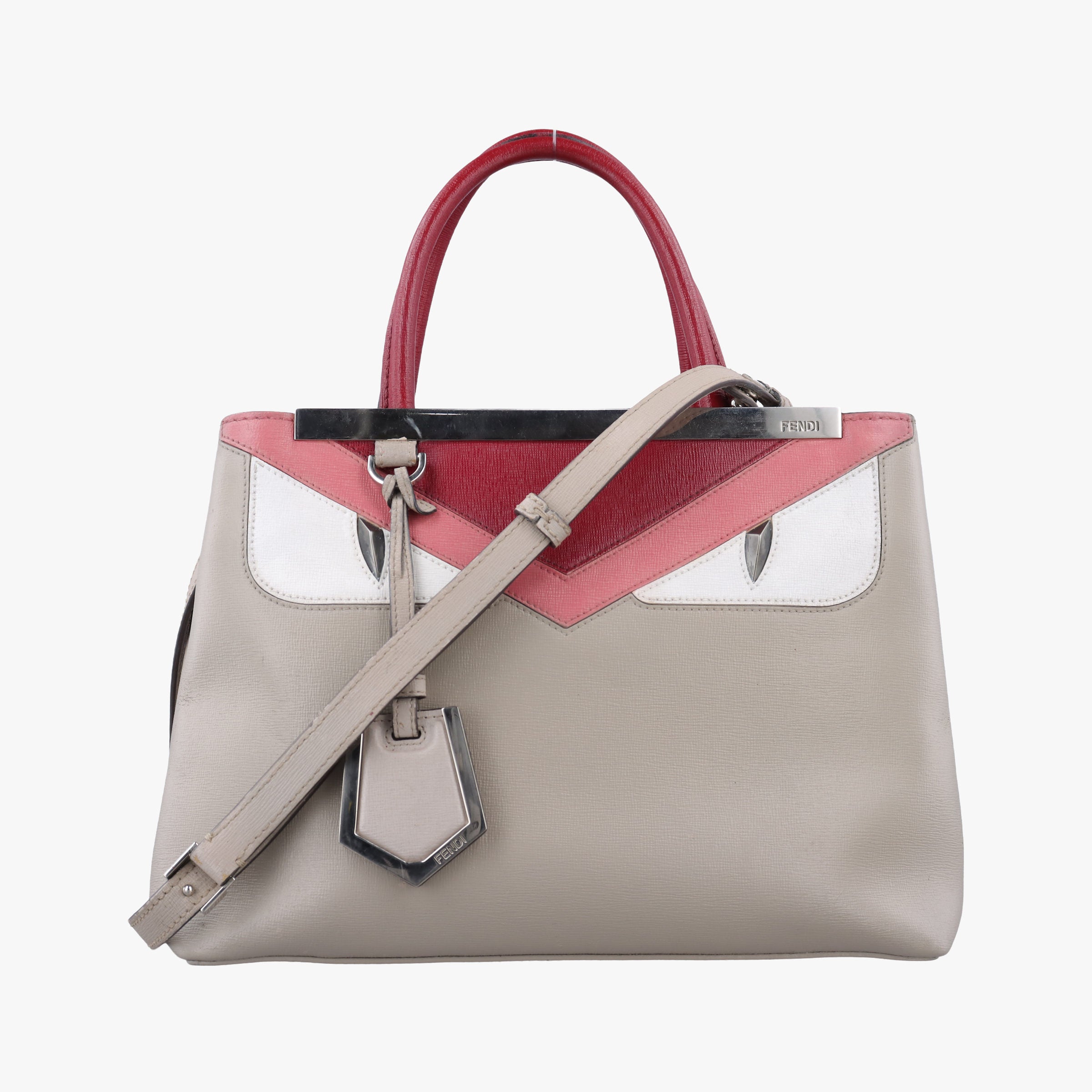 Pre-owned Fendi Petite 2 JOURS Beige×Pink Leather 8BH253 shoulderbag | stylenewstar