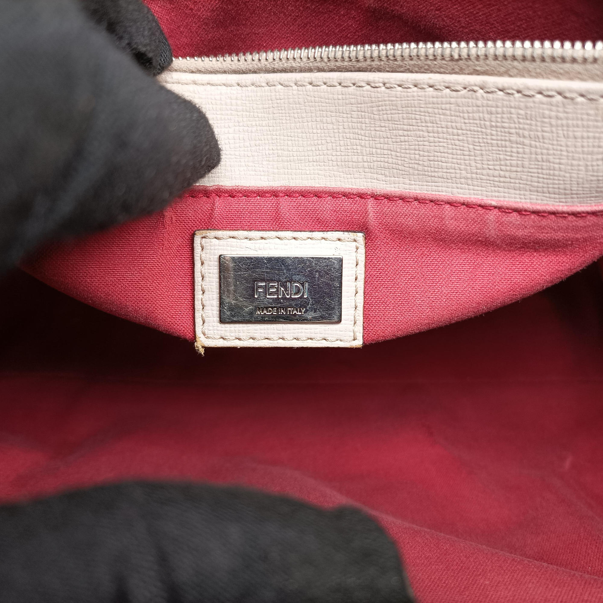 Pre-owned Fendi Petite 2 JOURS Beige×Pink Leather 8BH253 shoulderbag | stylenewstar