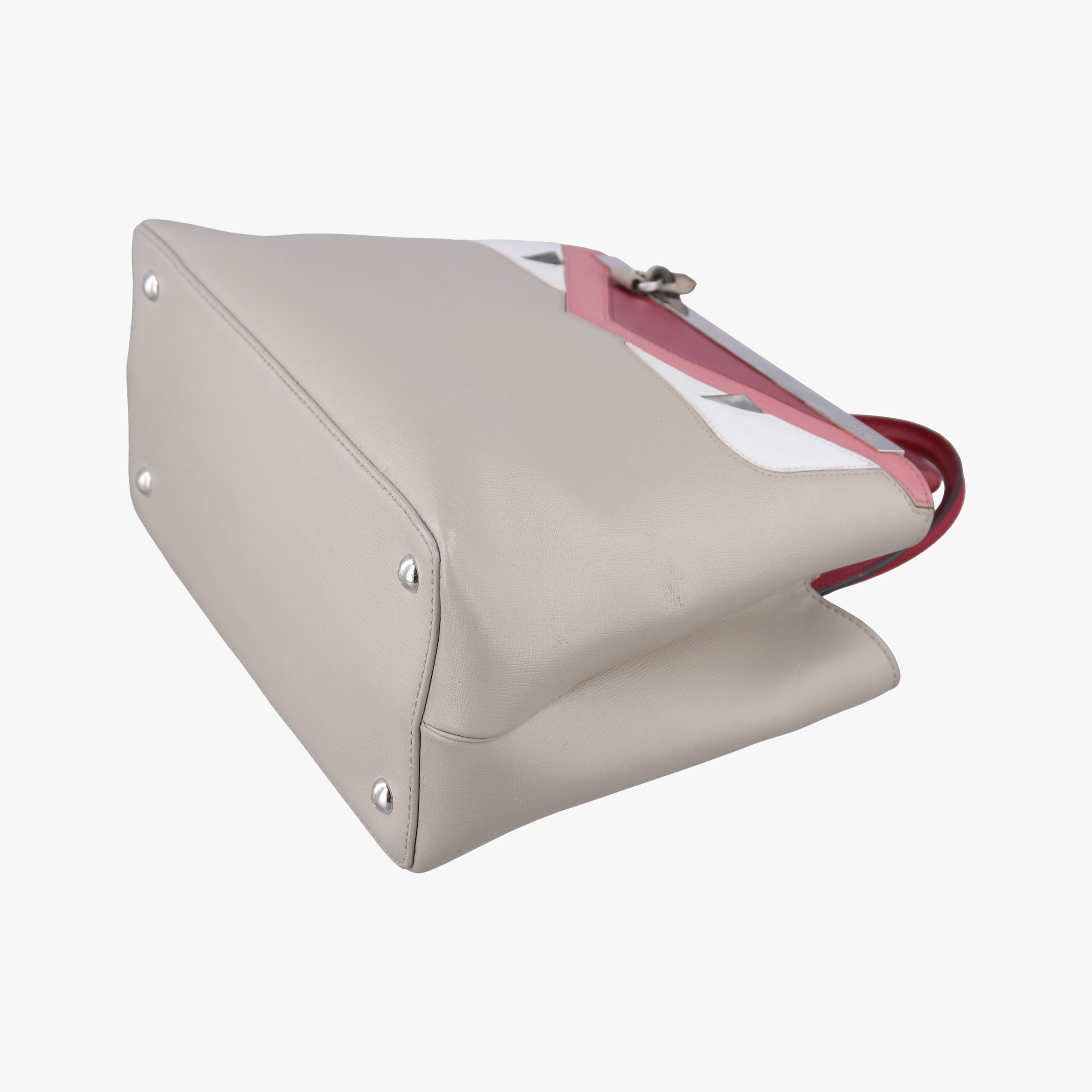 Pre-owned Fendi Petite 2 JOURS Beige×Pink Leather 8BH253 shoulderbag | stylenewstar