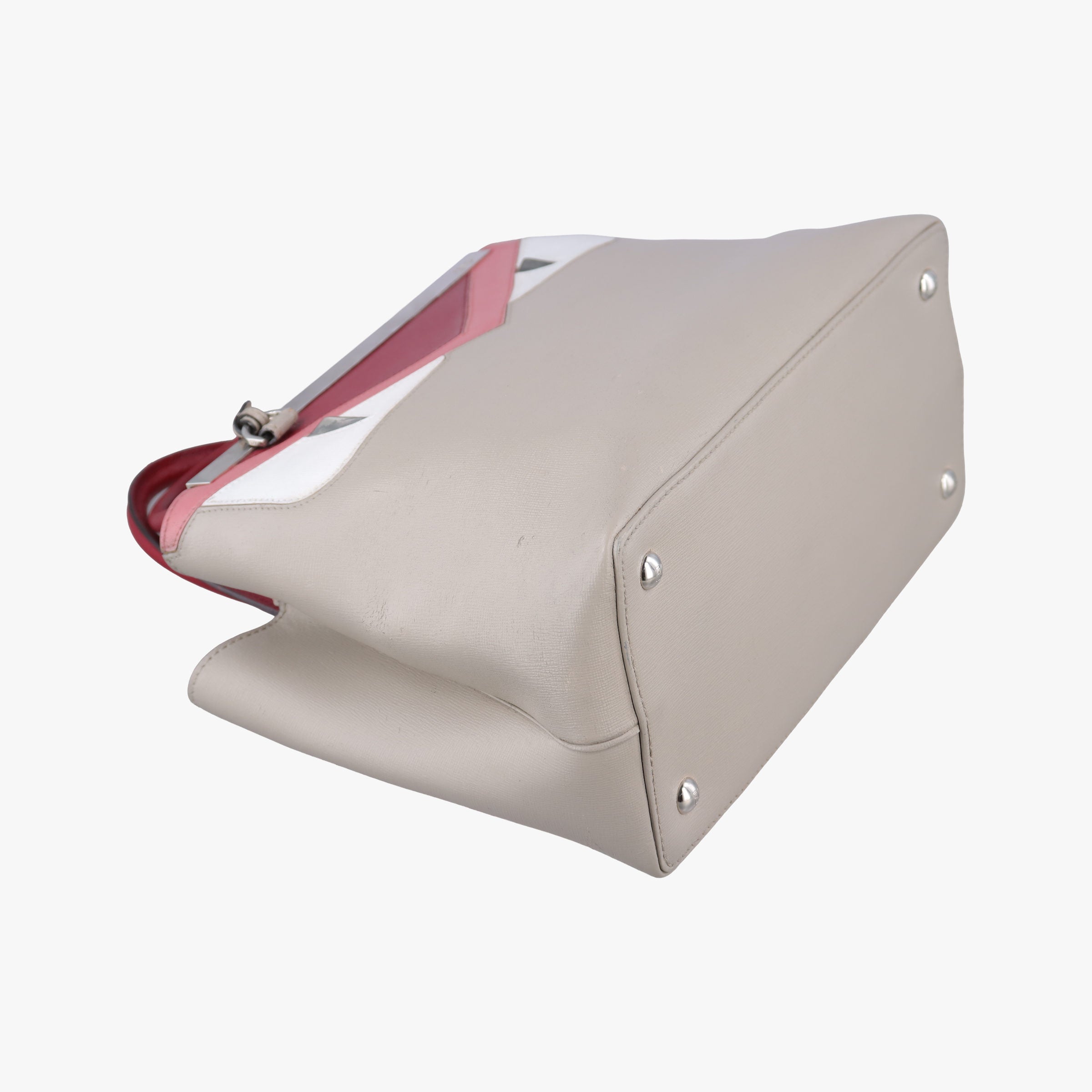 Pre-owned Fendi Petite 2 JOURS Beige×Pink Leather 8BH253 shoulderbag | stylenewstar