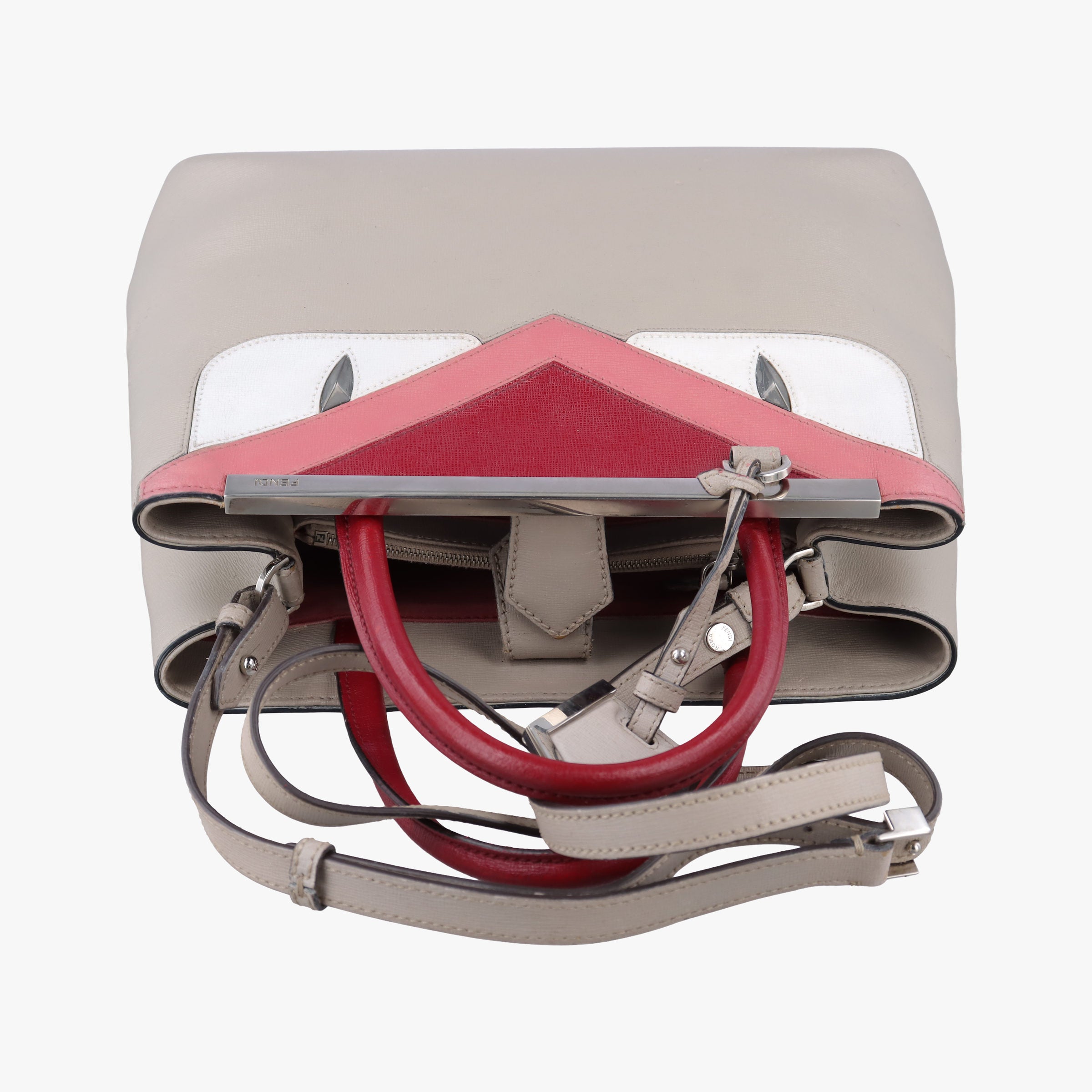 Pre-owned Fendi Petite 2 JOURS Beige×Pink Leather 8BH253 shoulderbag | stylenewstar