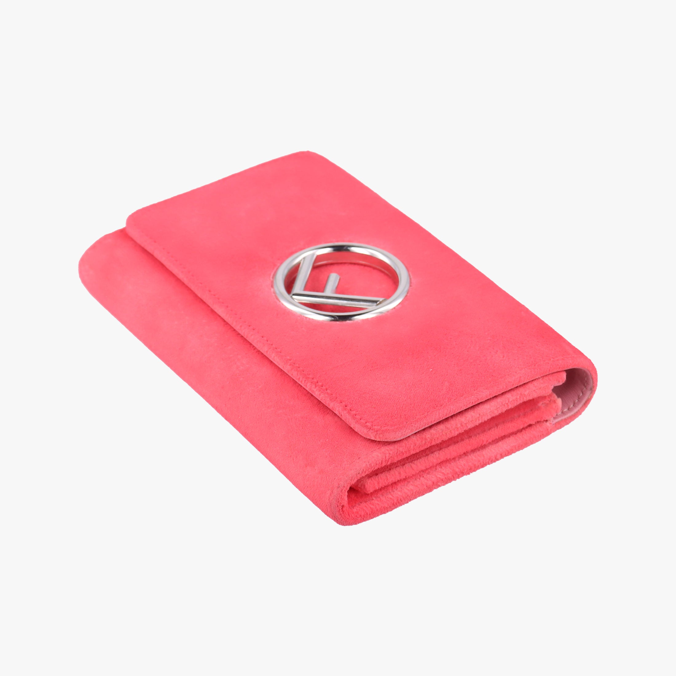 Pre-owned Fendi Kan I F Logo Pink velour 8BS012 shoulderbag | stylenewstar