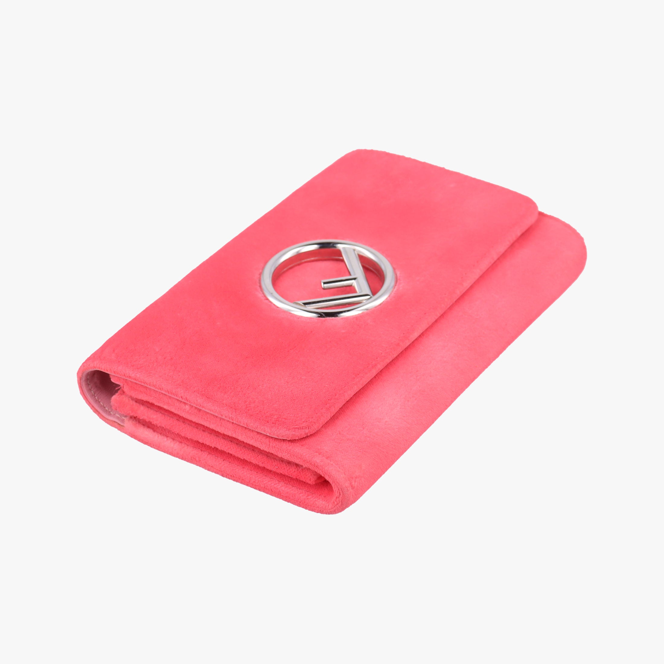 Pre-owned Fendi Kan I F Logo Pink velour 8BS012 shoulderbag | stylenewstar