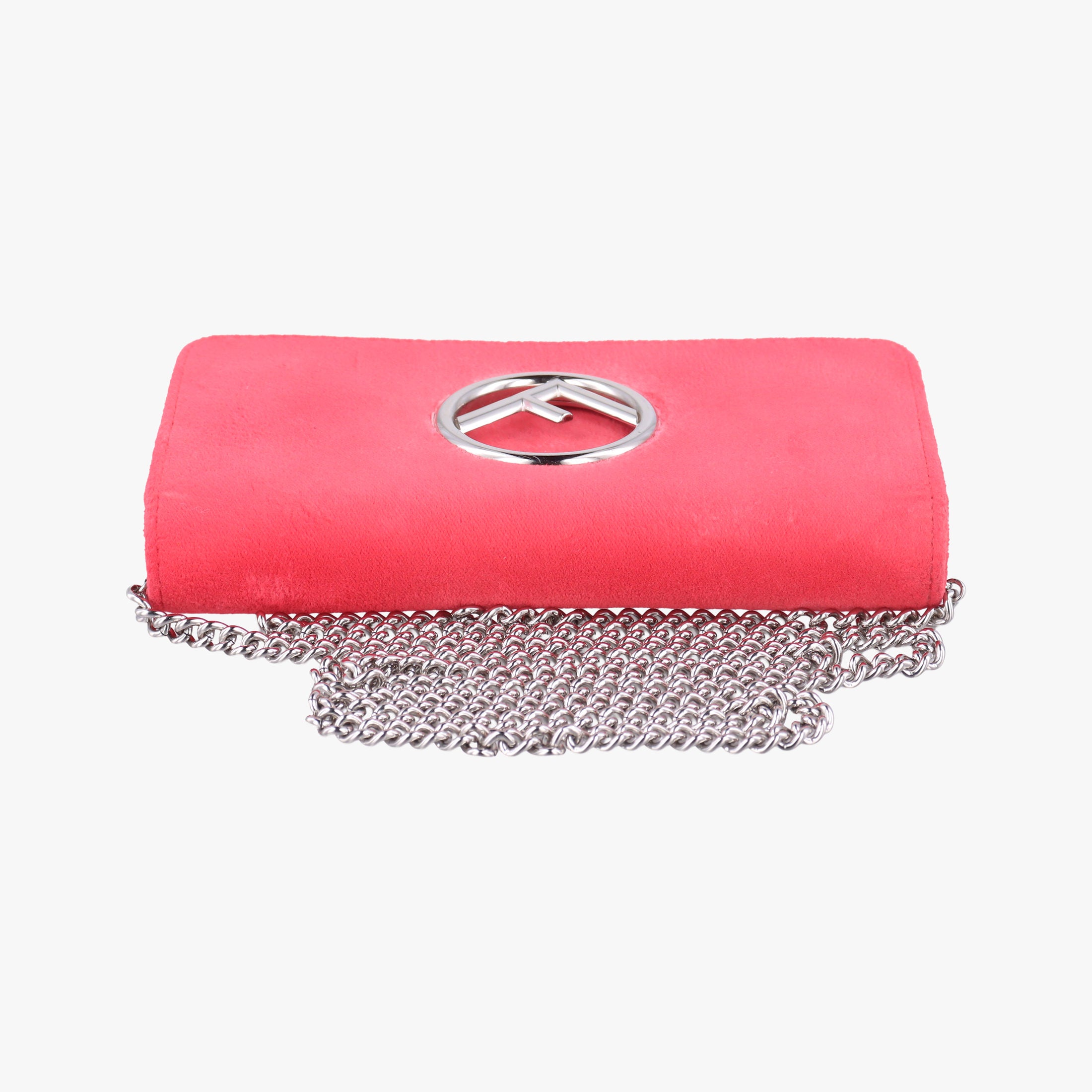 Pre-owned Fendi Kan I F Logo Pink velour 8BS012 shoulderbag | stylenewstar