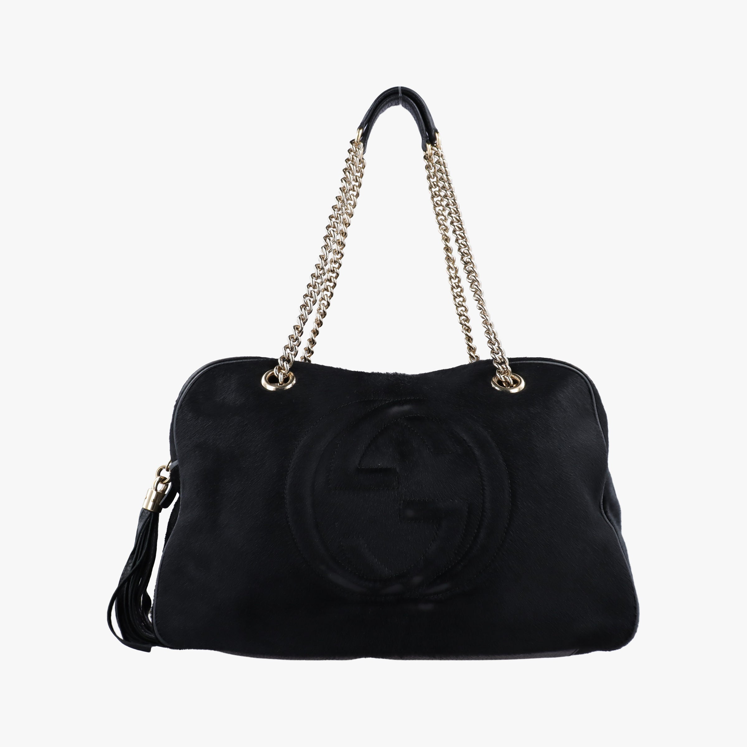 Pre-owned Gucci Soho Black ponyhair 353126 shoulderbag | stylenewstar