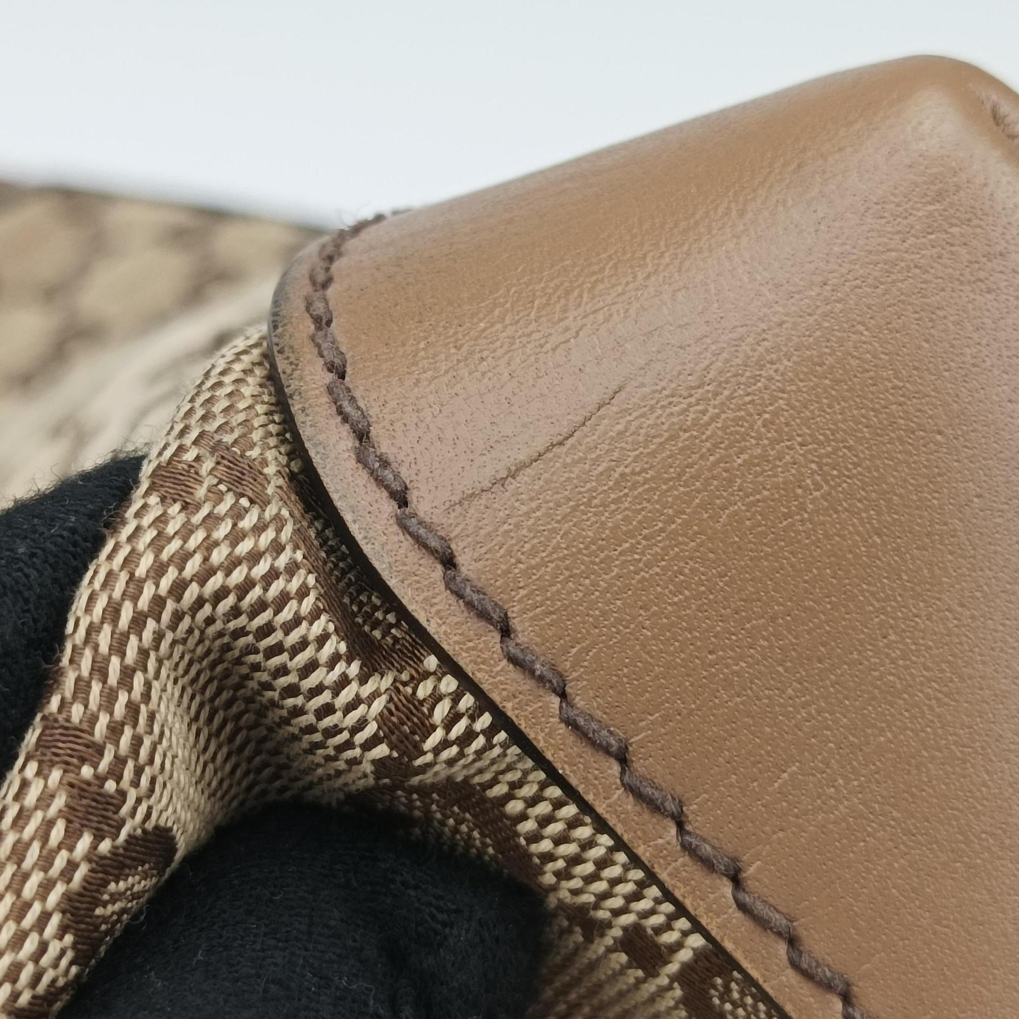 Pre-owned Gucci GG Craft Brown Leather×canvas 247209 handbag | stylenewstar