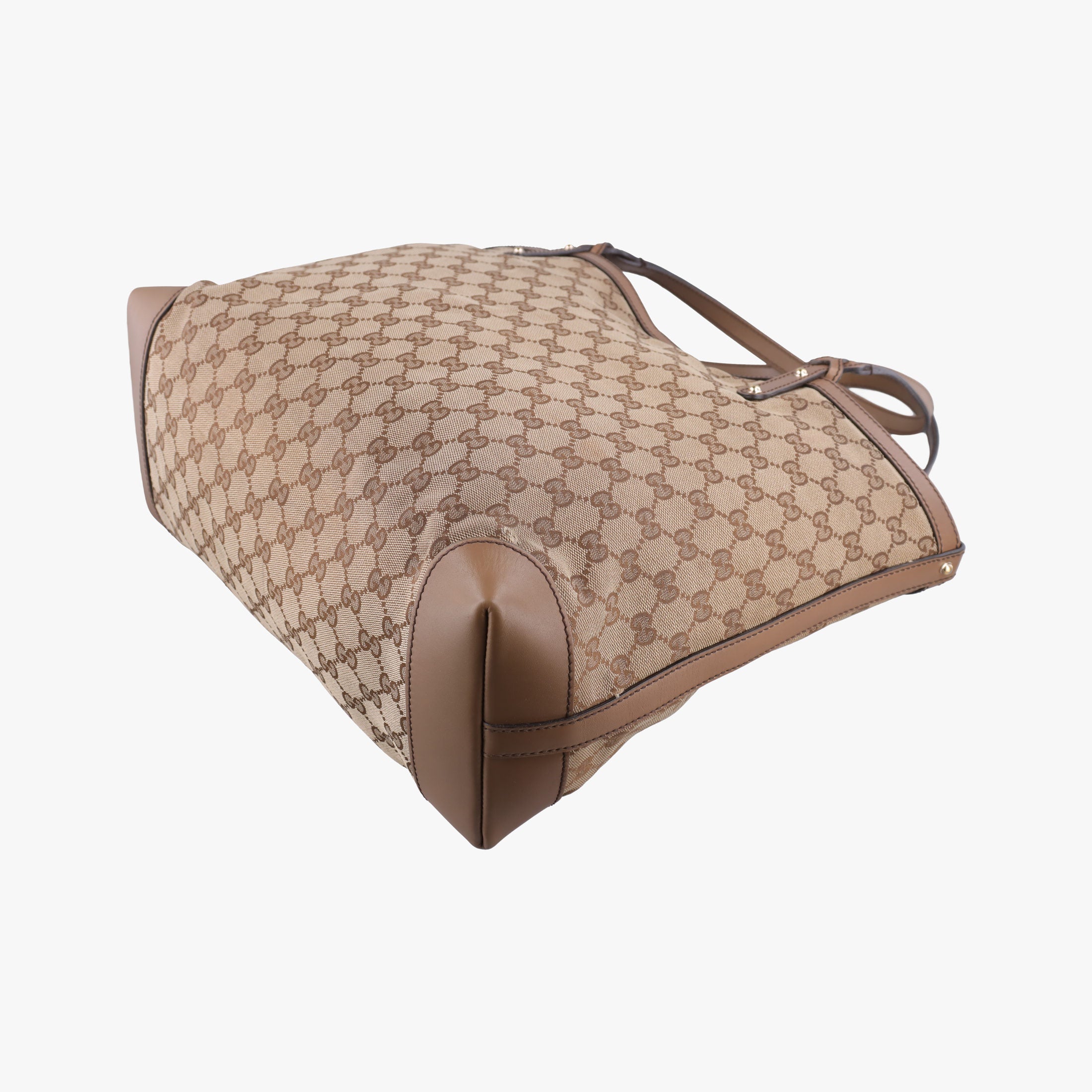 Pre-owned Gucci GG Craft Brown Leather×canvas 247209 handbag | stylenewstar