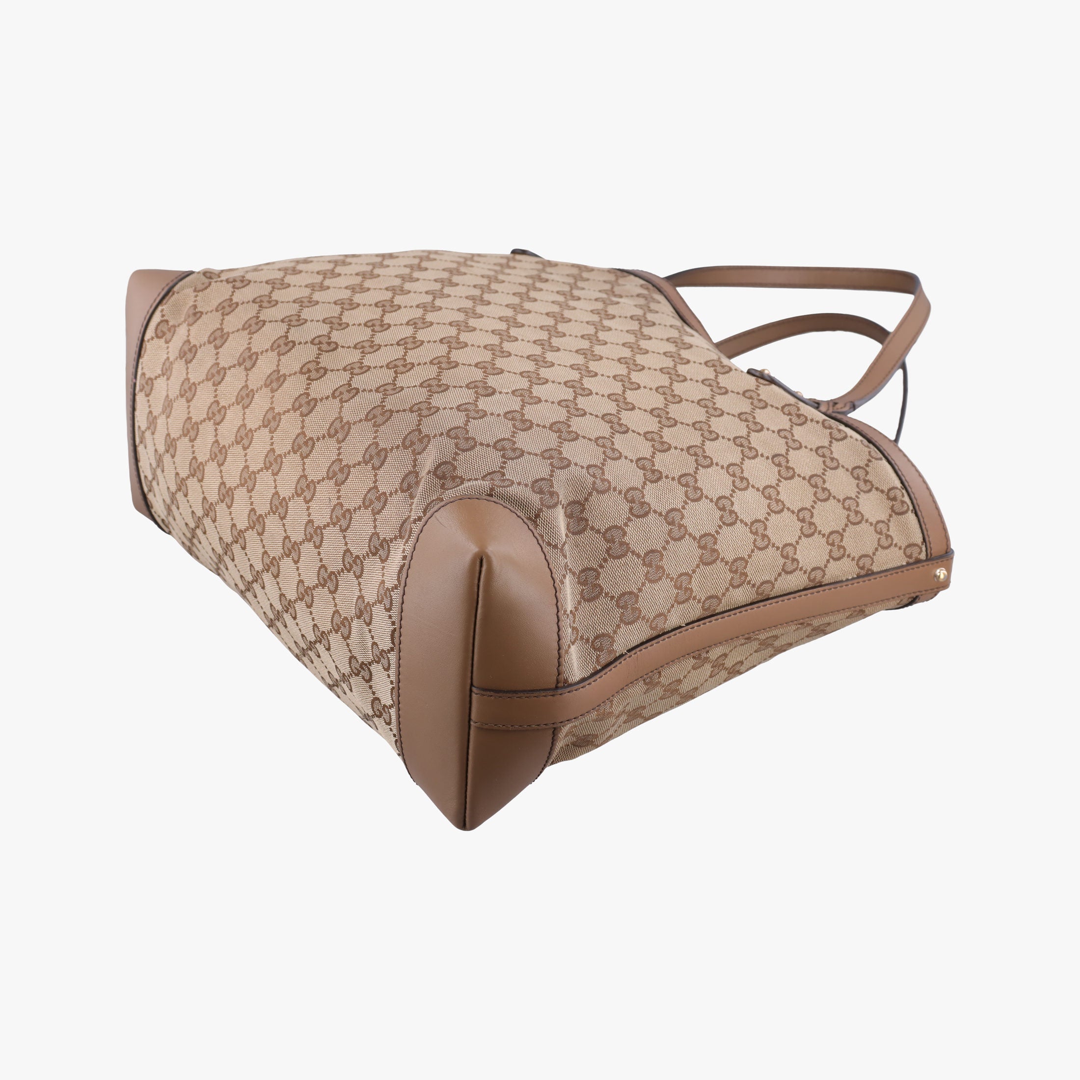 Pre-owned Gucci GG Craft Brown Leather×canvas 247209 handbag | stylenewstar