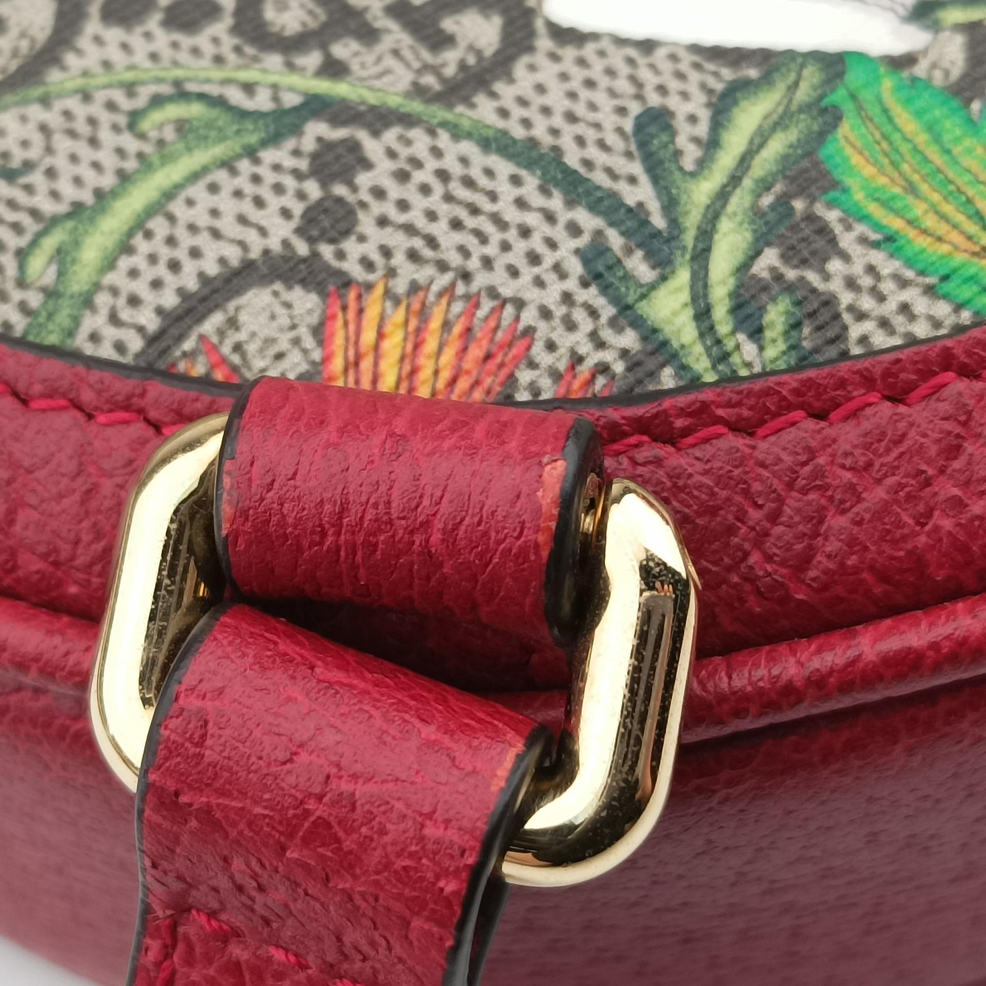 Pre-owned Gucci Ophidia red×beige×Multicolour PVC coated canvas×Leather 598661 backpack/rucksack | stylenewstar