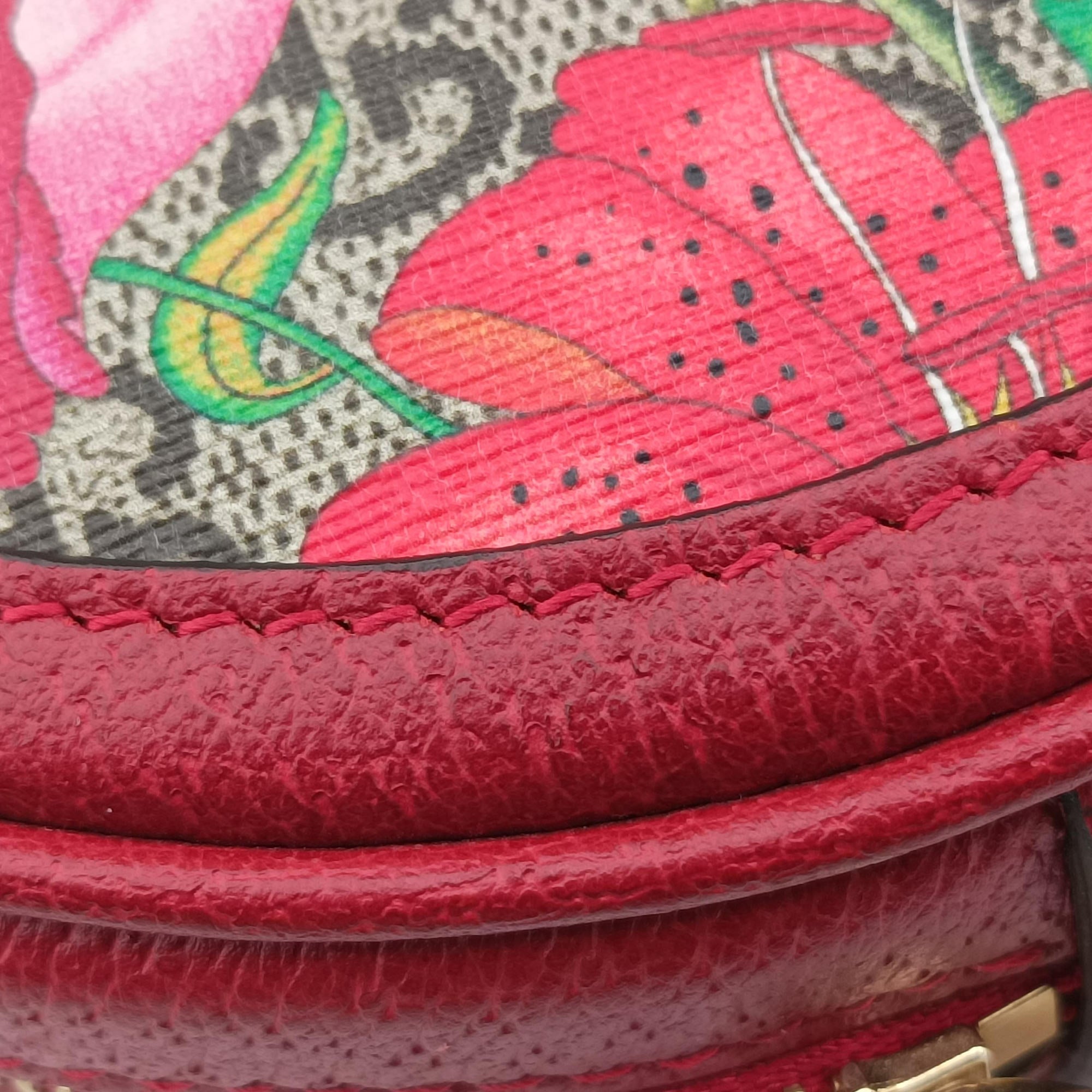 Pre-owned Gucci Ophidia red×beige×Multicolour PVC coated canvas×Leather 598661 backpack/rucksack | stylenewstar