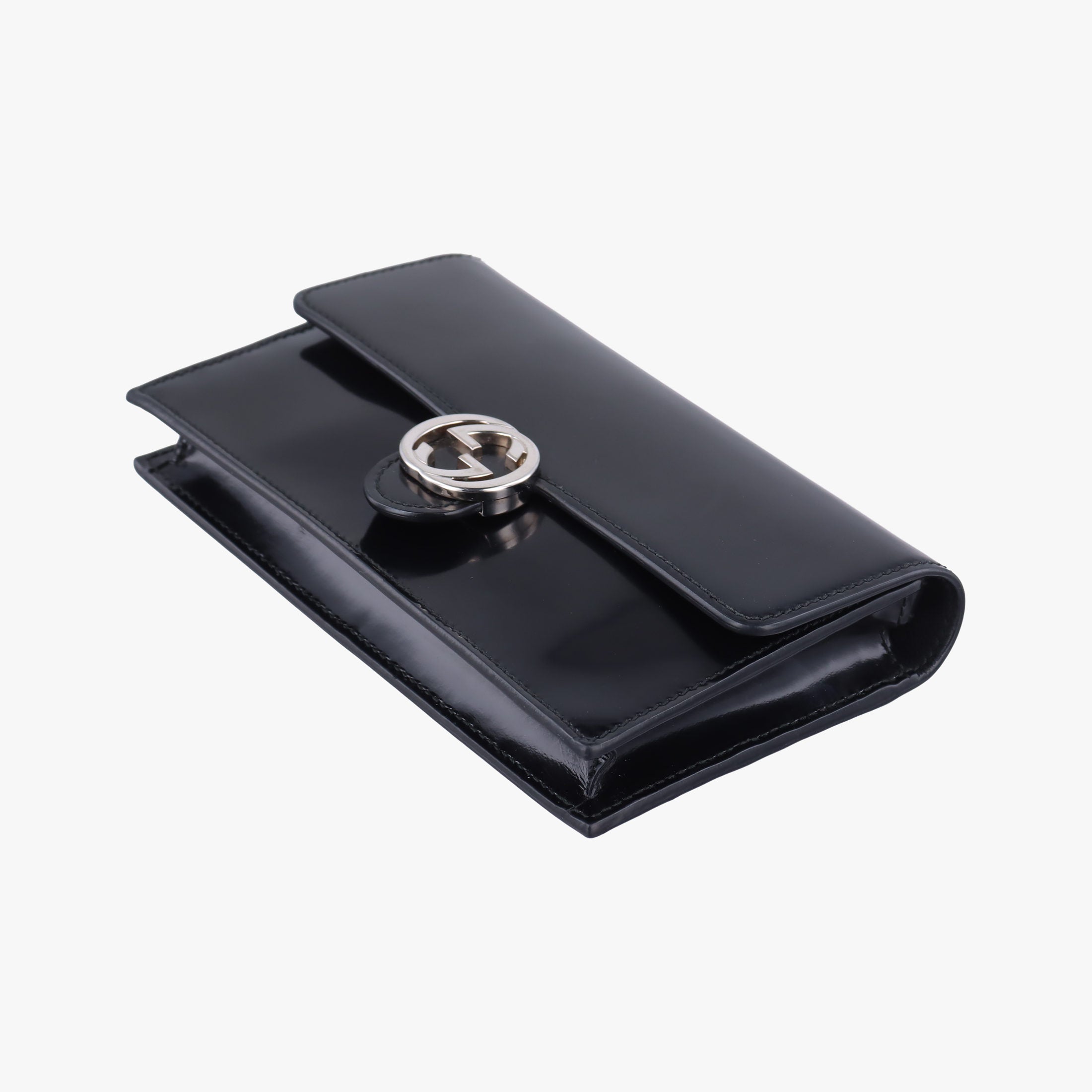Pre-owned Gucci Interlocking G Black Patent 369664 shoulderbag | stylenewstar
