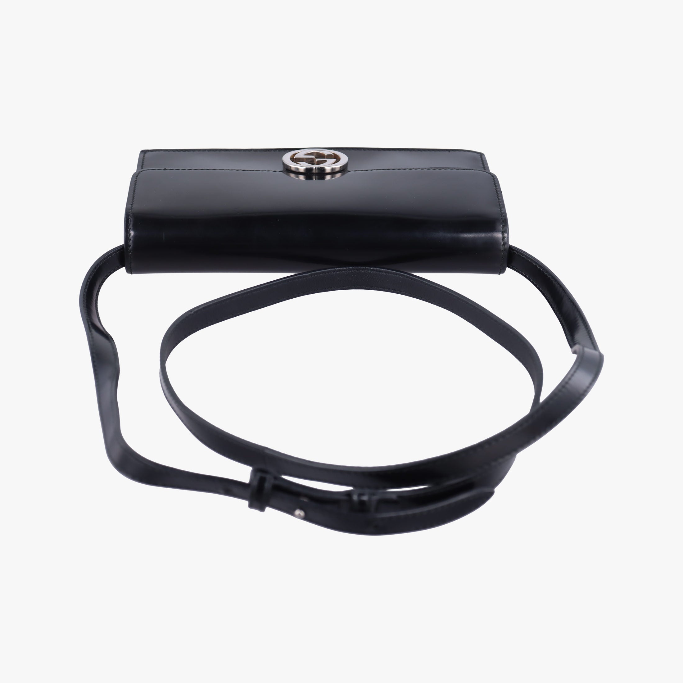 Pre-owned Gucci Interlocking G Black Patent 369664 shoulderbag | stylenewstar