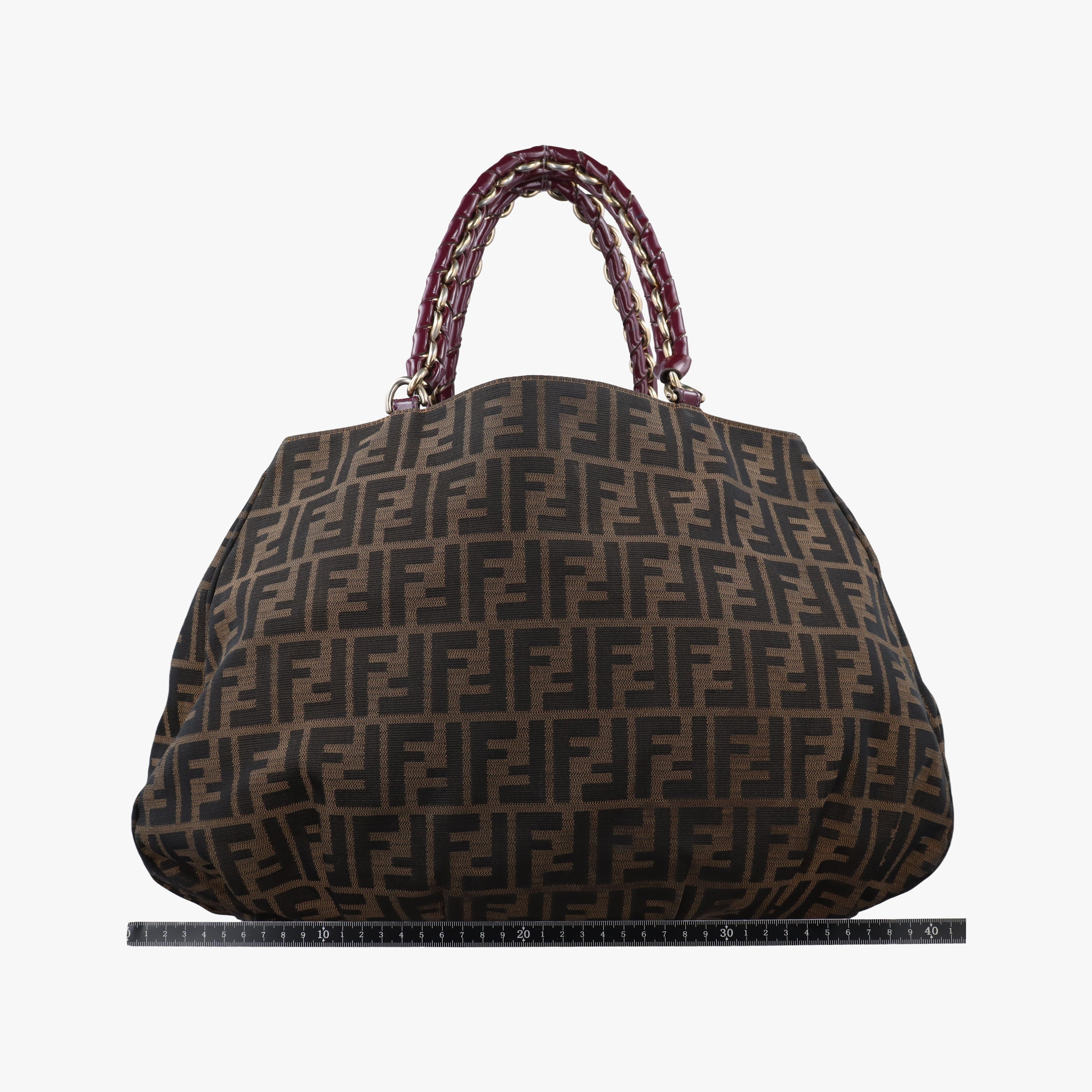 Secondhand Fendi Mia Brown×burgundy canvas×patent 8BR616 shoulderbag | stylenewstar