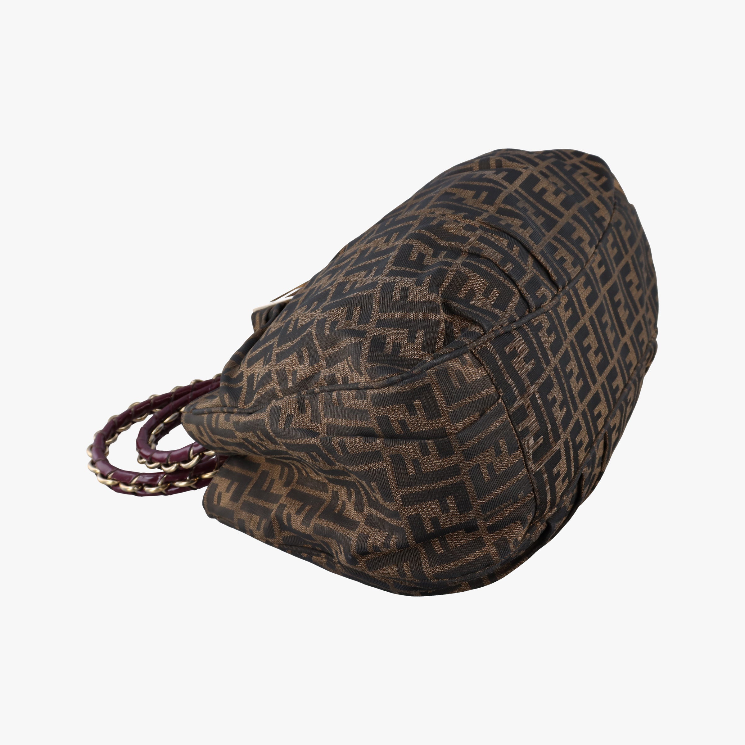 Secondhand Fendi Mia Brown×burgundy canvas×patent 8BR616 shoulderbag | stylenewstar