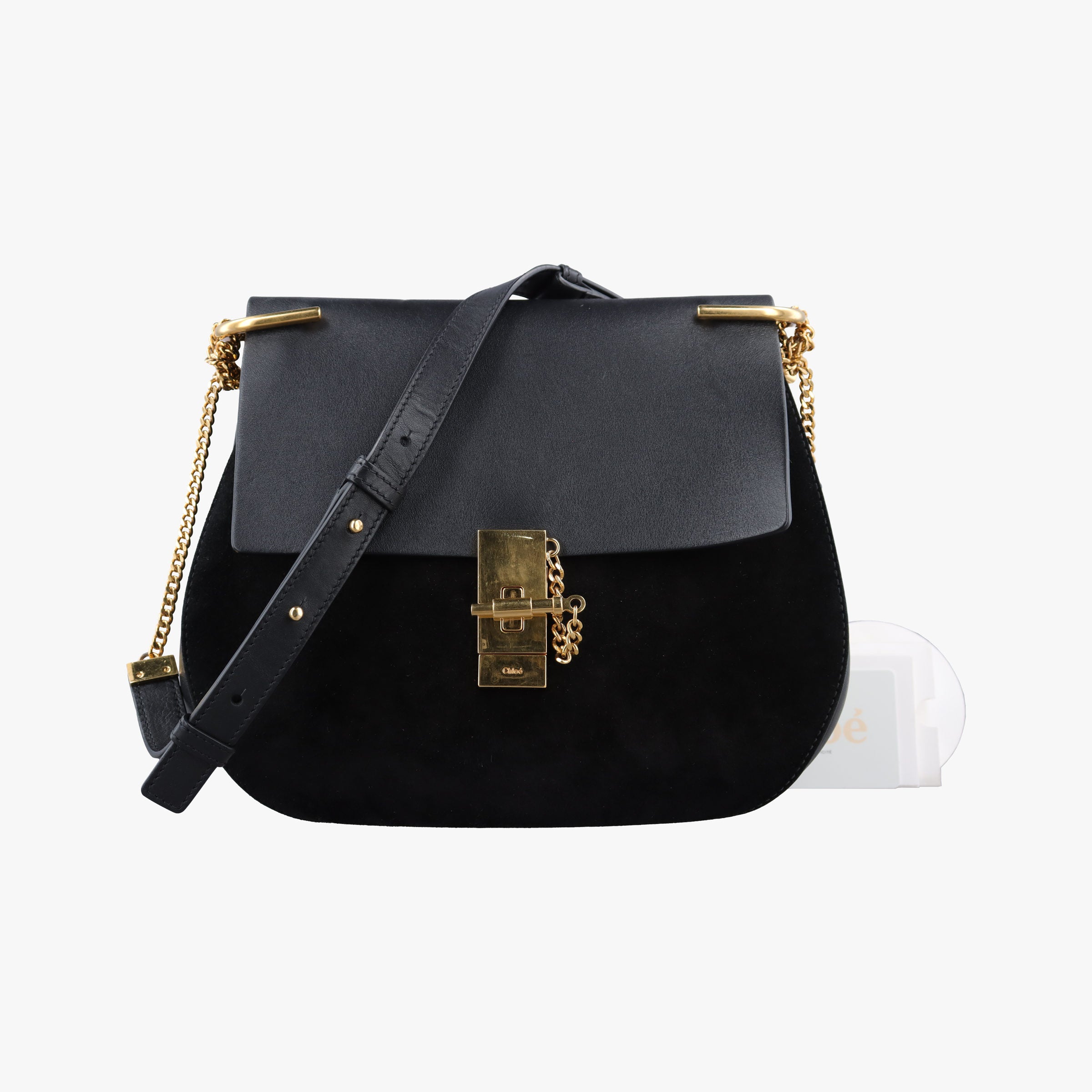 Secondhand Chloe DREW Black Suede×Leather  shoulderbag | stylenewstar
