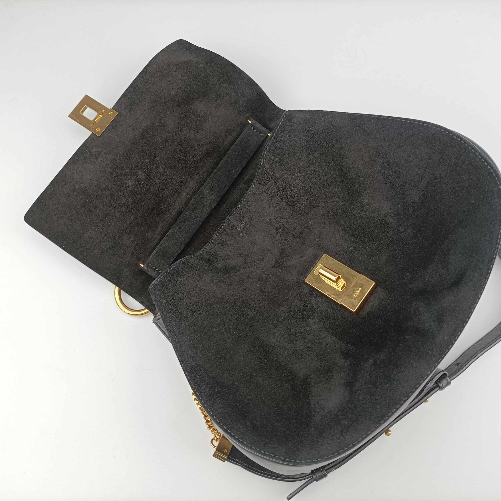 Secondhand Chloe DREW Black Suede×Leather  shoulderbag | stylenewstar