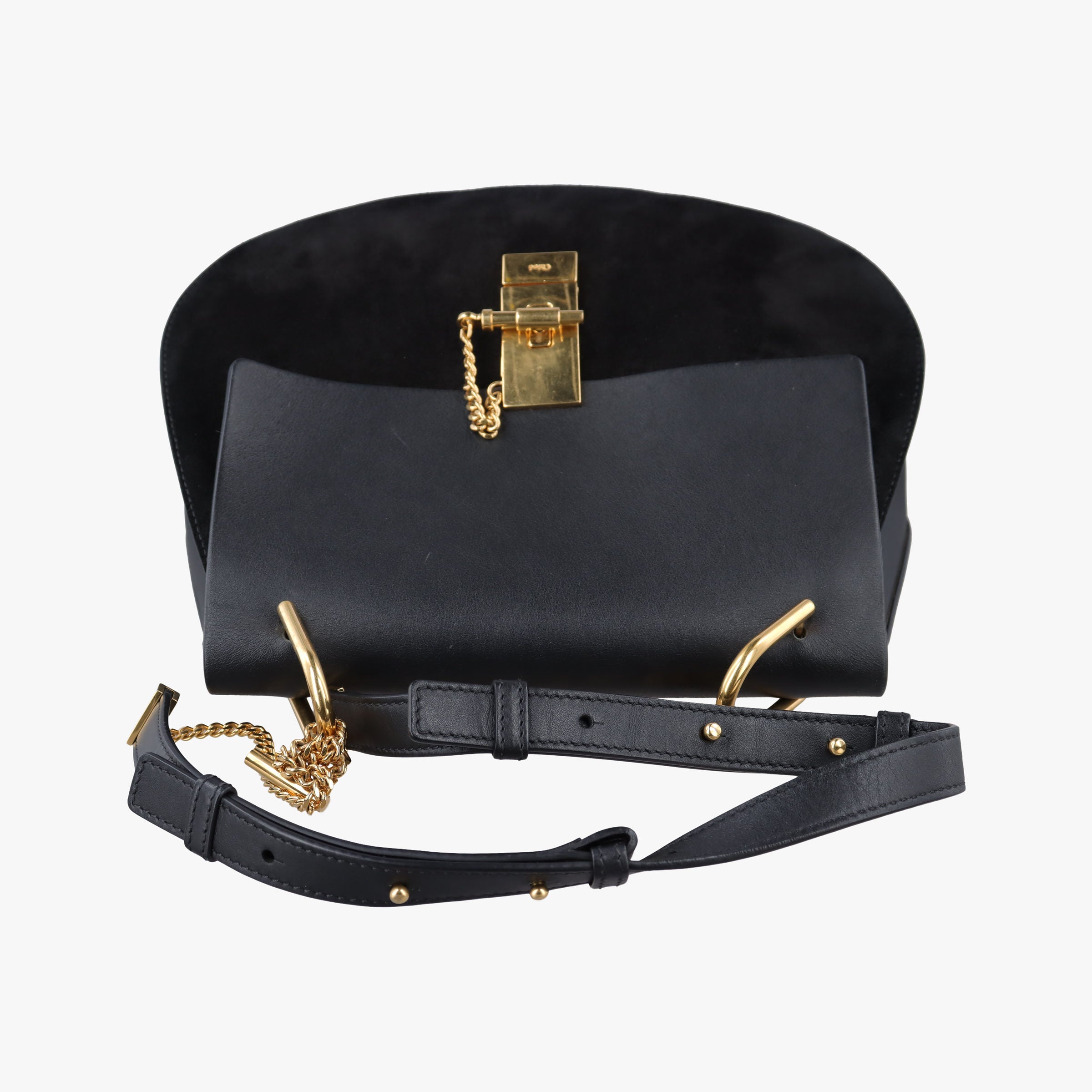 Secondhand Chloe DREW Black Suede×Leather  shoulderbag | stylenewstar