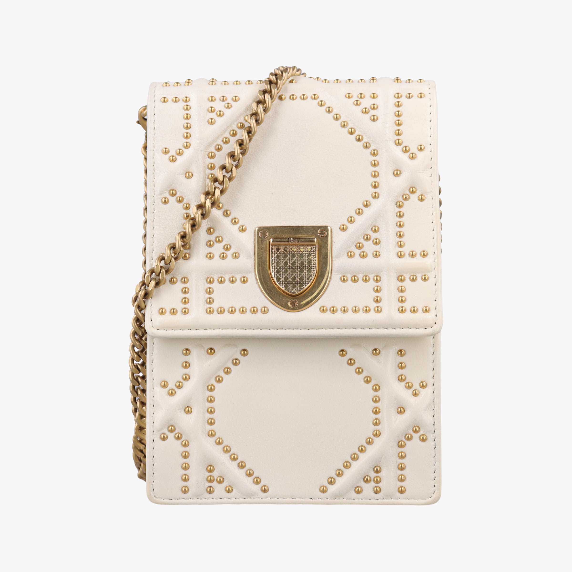 Pre-owned Christian Dior Diorama White Leather  shoulderbag | stylenewstar