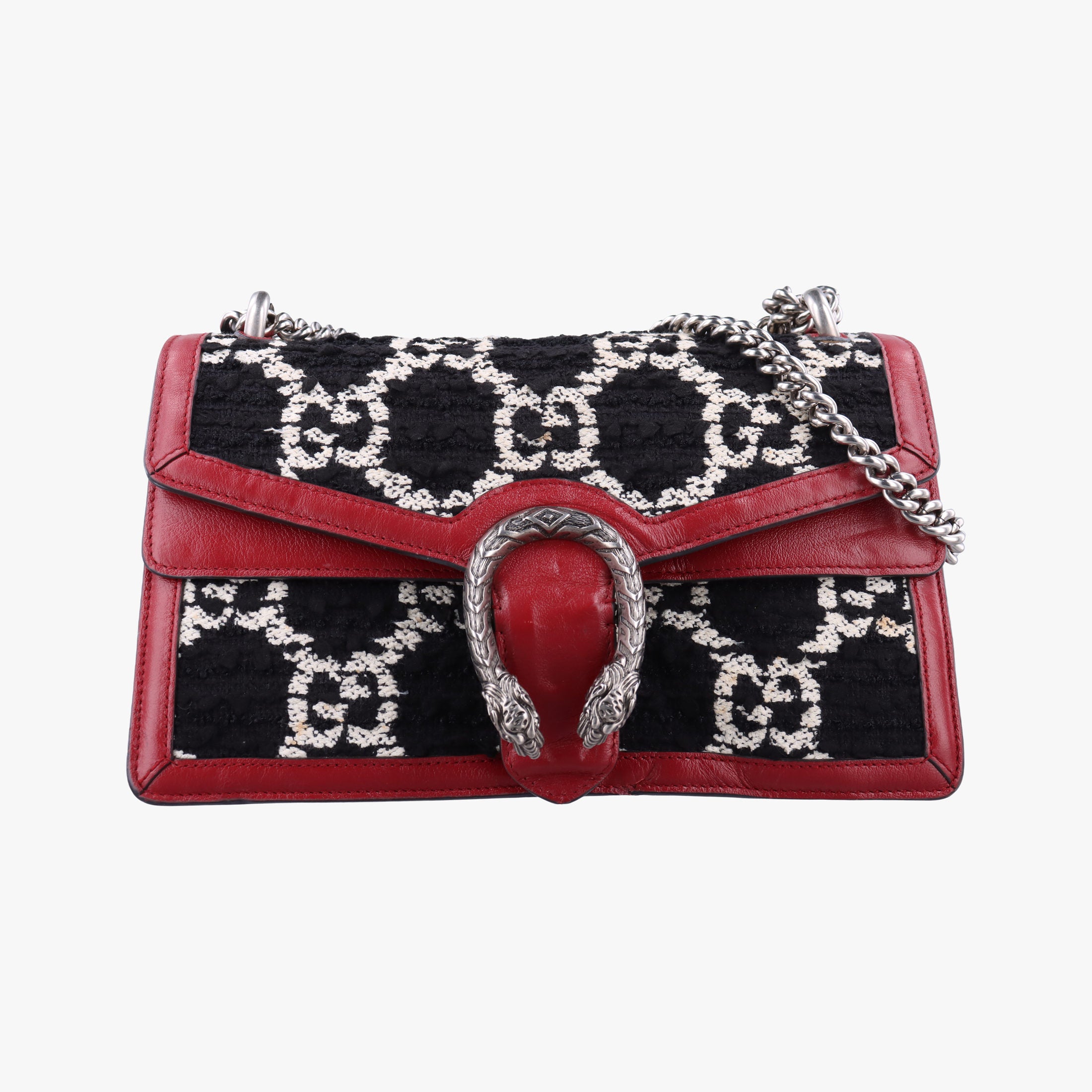 Pre-owned Gucci Dionysus Red×black Tweed×Leather 400249 shoulderbag | stylenewstar