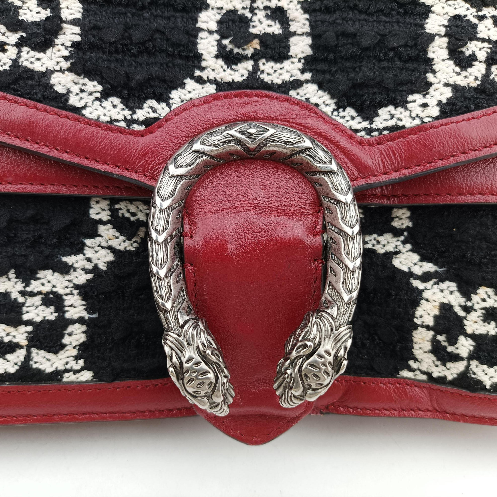 Pre-owned Gucci Dionysus Red×black Tweed×Leather 400249 shoulderbag | stylenewstar