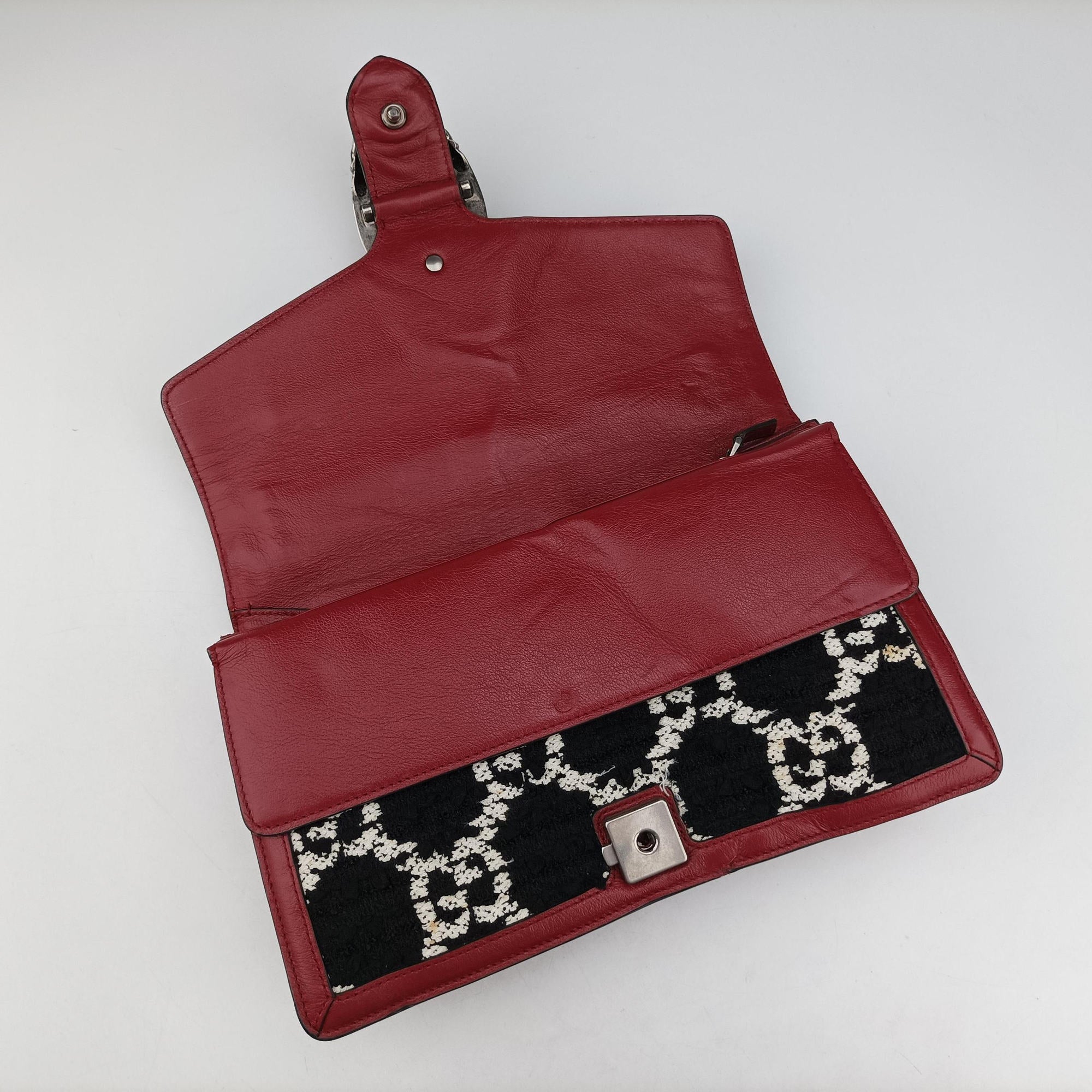 Pre-owned Gucci Dionysus Red×black Tweed×Leather 400249 shoulderbag | stylenewstar