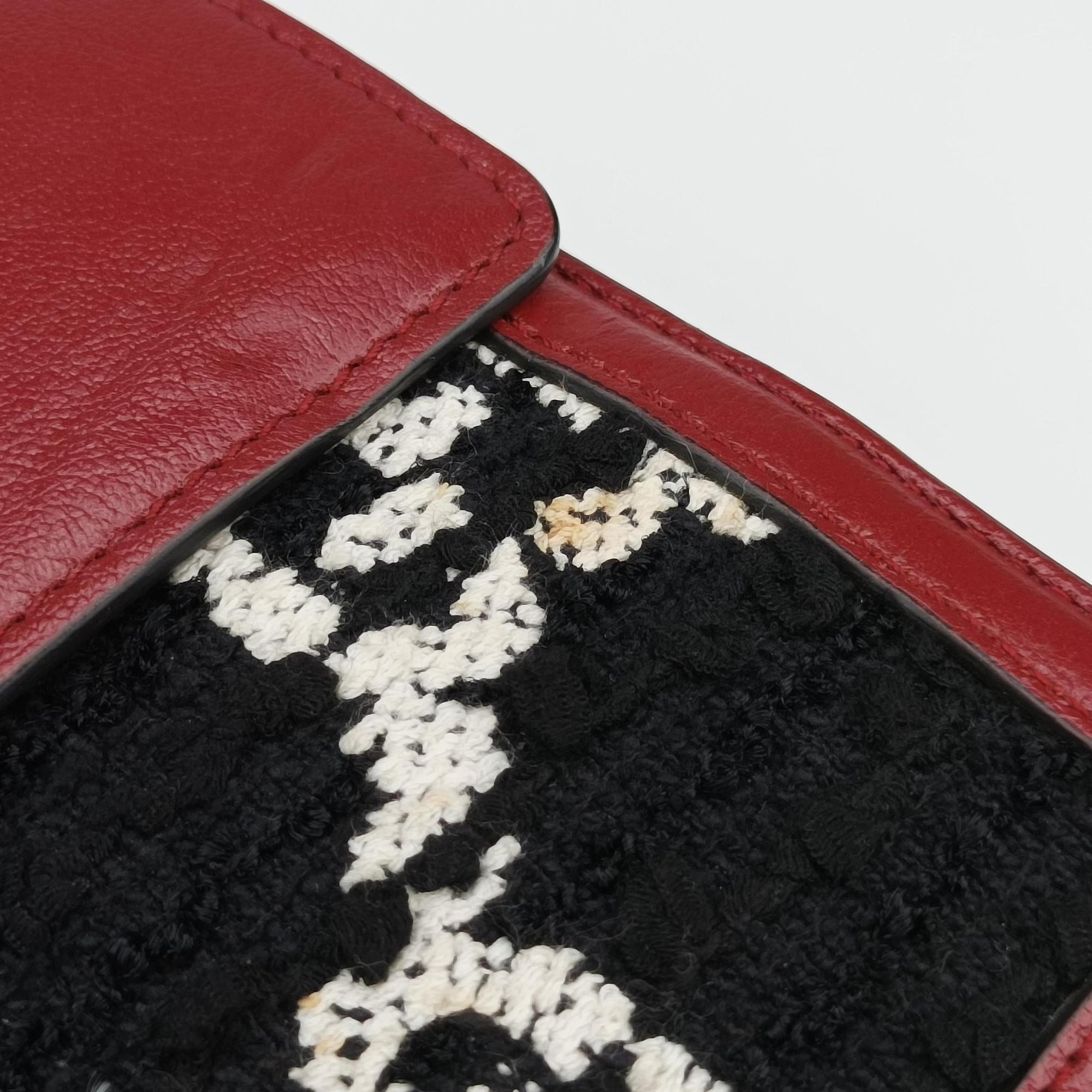 Pre-owned Gucci Dionysus Red×black Tweed×Leather 400249 shoulderbag | stylenewstar