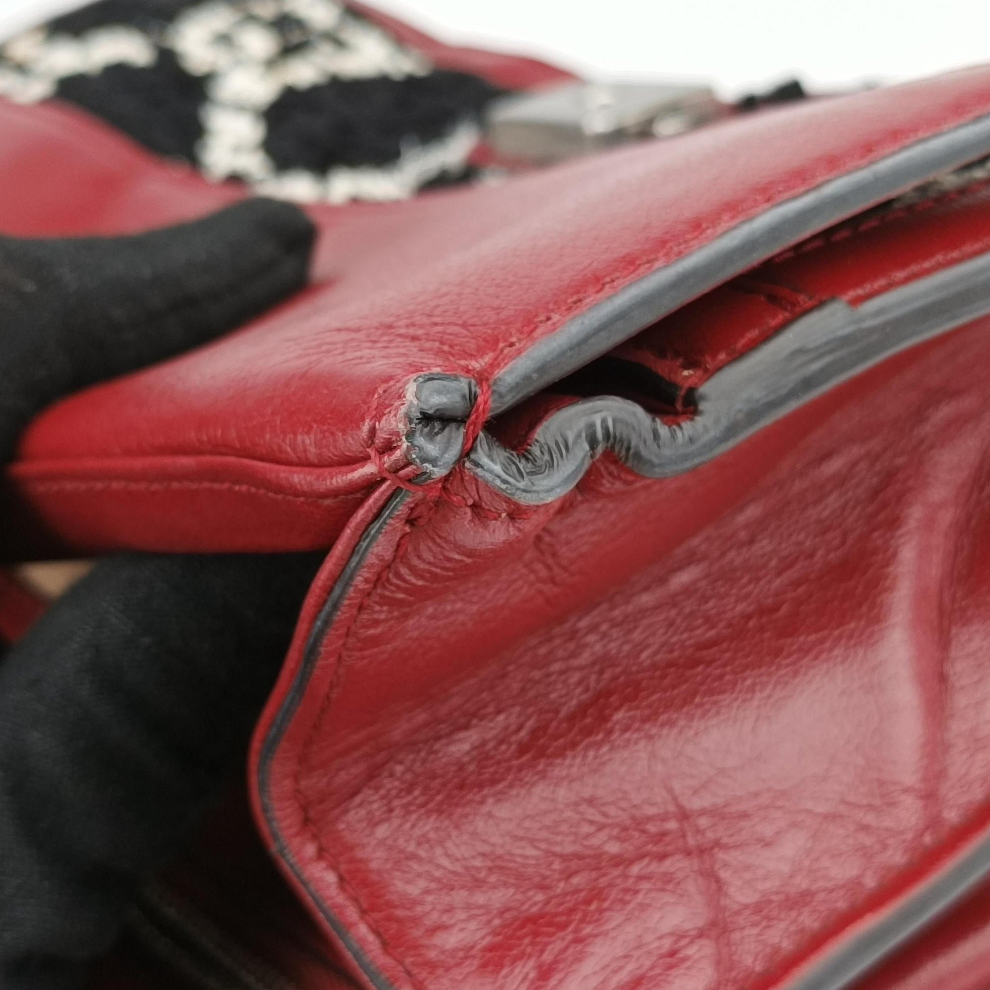 Pre-owned Gucci Dionysus Red×black Tweed×Leather 400249 shoulderbag | stylenewstar
