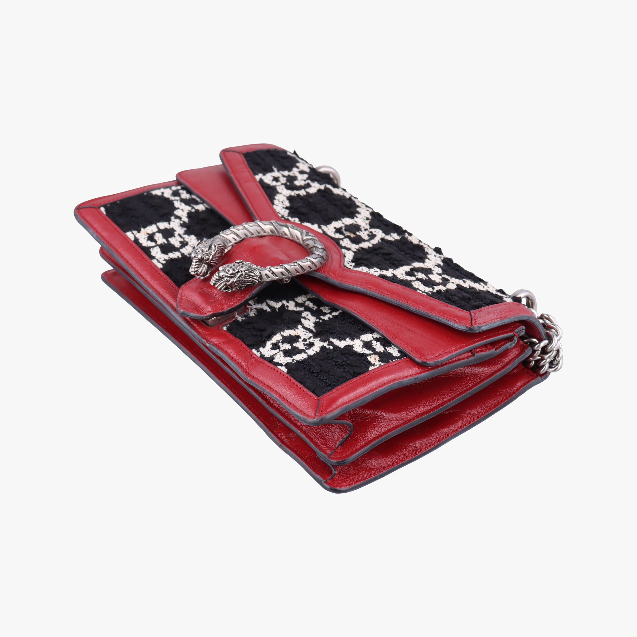 Pre-owned Gucci Dionysus Red×black Tweed×Leather 400249 shoulderbag | stylenewstar