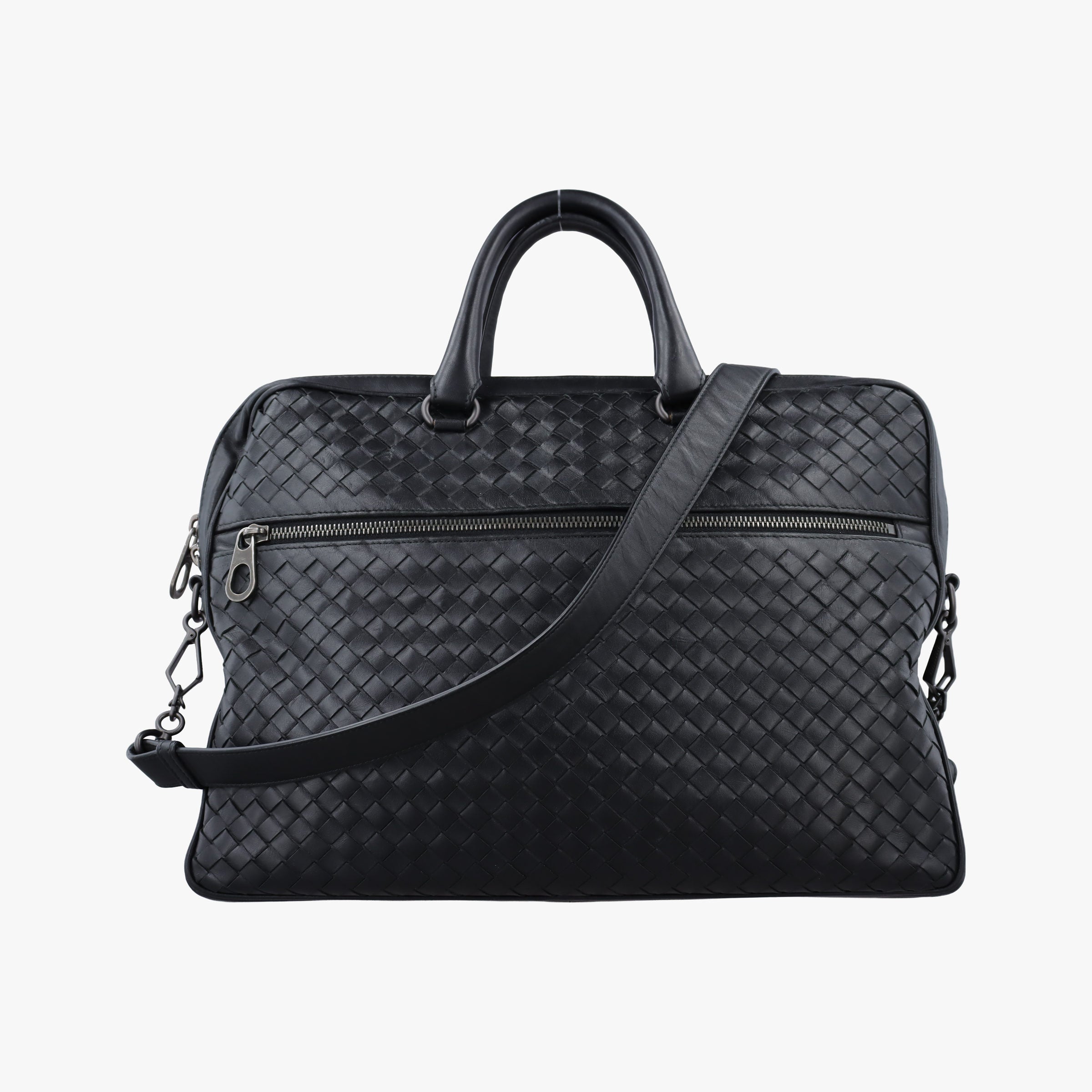 Pre-owned Bottega Veneta Intrecciato Black lambskin  shoulderbag | stylenewstar