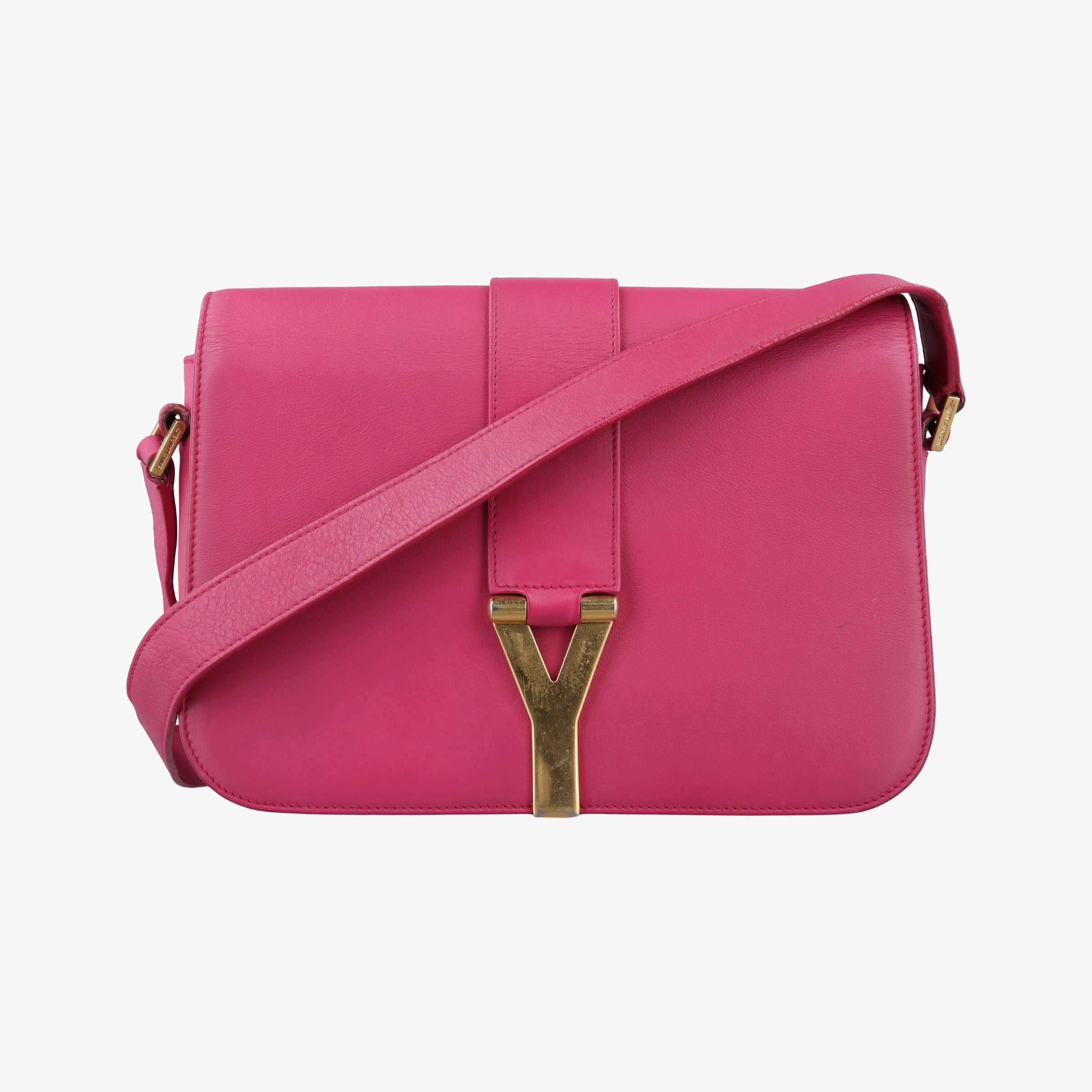 Pre-owned Yves Saint Laurent Y Ligne Rose Leather 311214 shoulderbag | stylenewstar