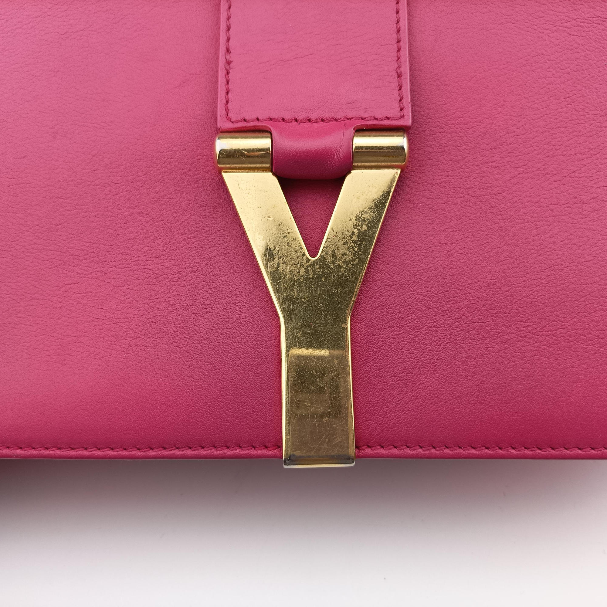 Pre-owned Yves Saint Laurent Y Ligne Rose Leather 311214 shoulderbag | stylenewstar