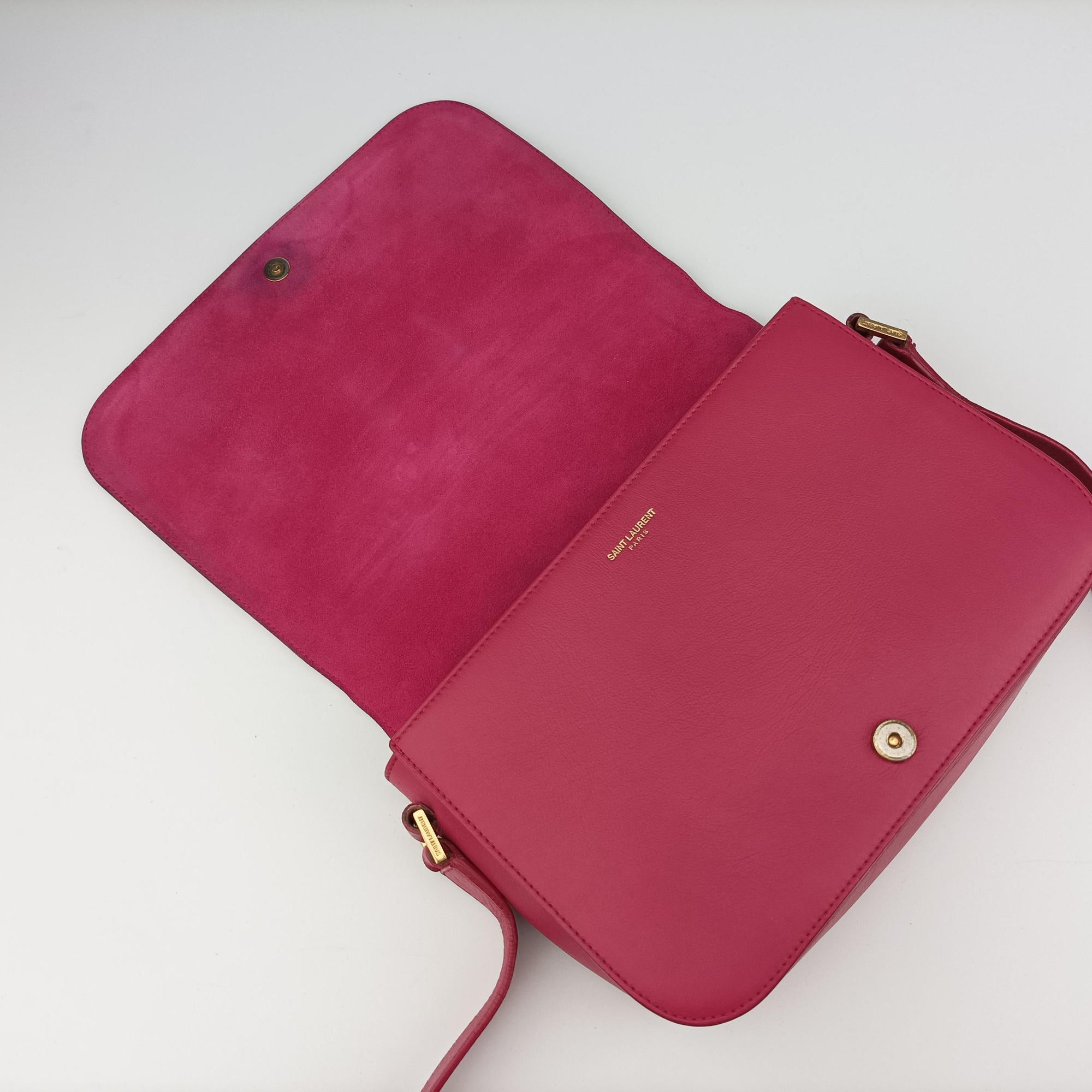 Pre-owned Yves Saint Laurent Y Ligne Rose Leather 311214 shoulderbag | stylenewstar